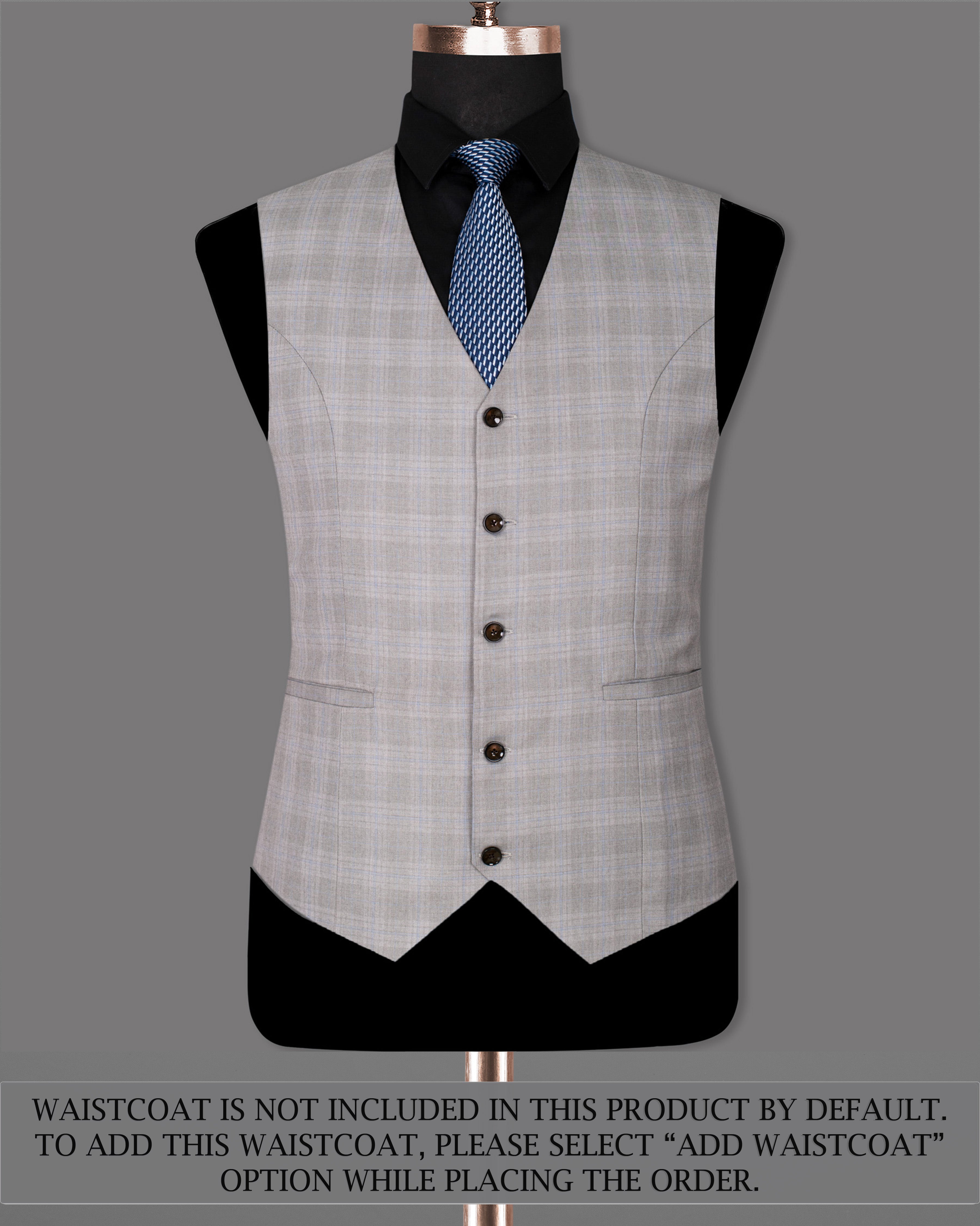Nobel Grey Subtle Plaid Double-Breasted Wool Rich Suit