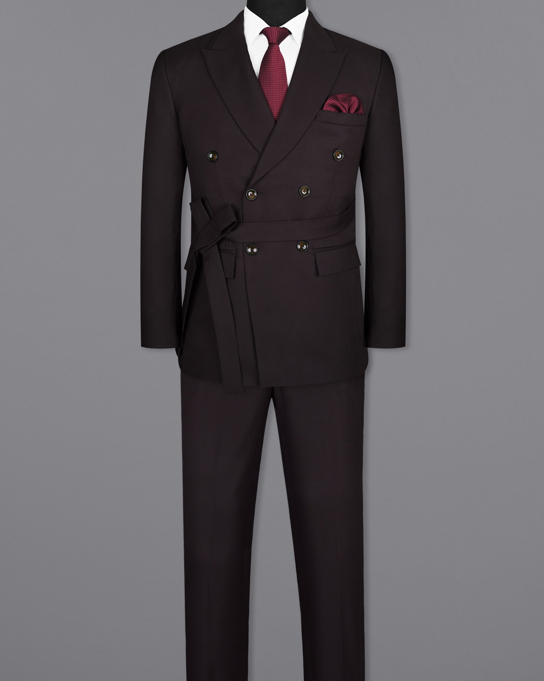 Maroon Double Breasted wool rich Suit