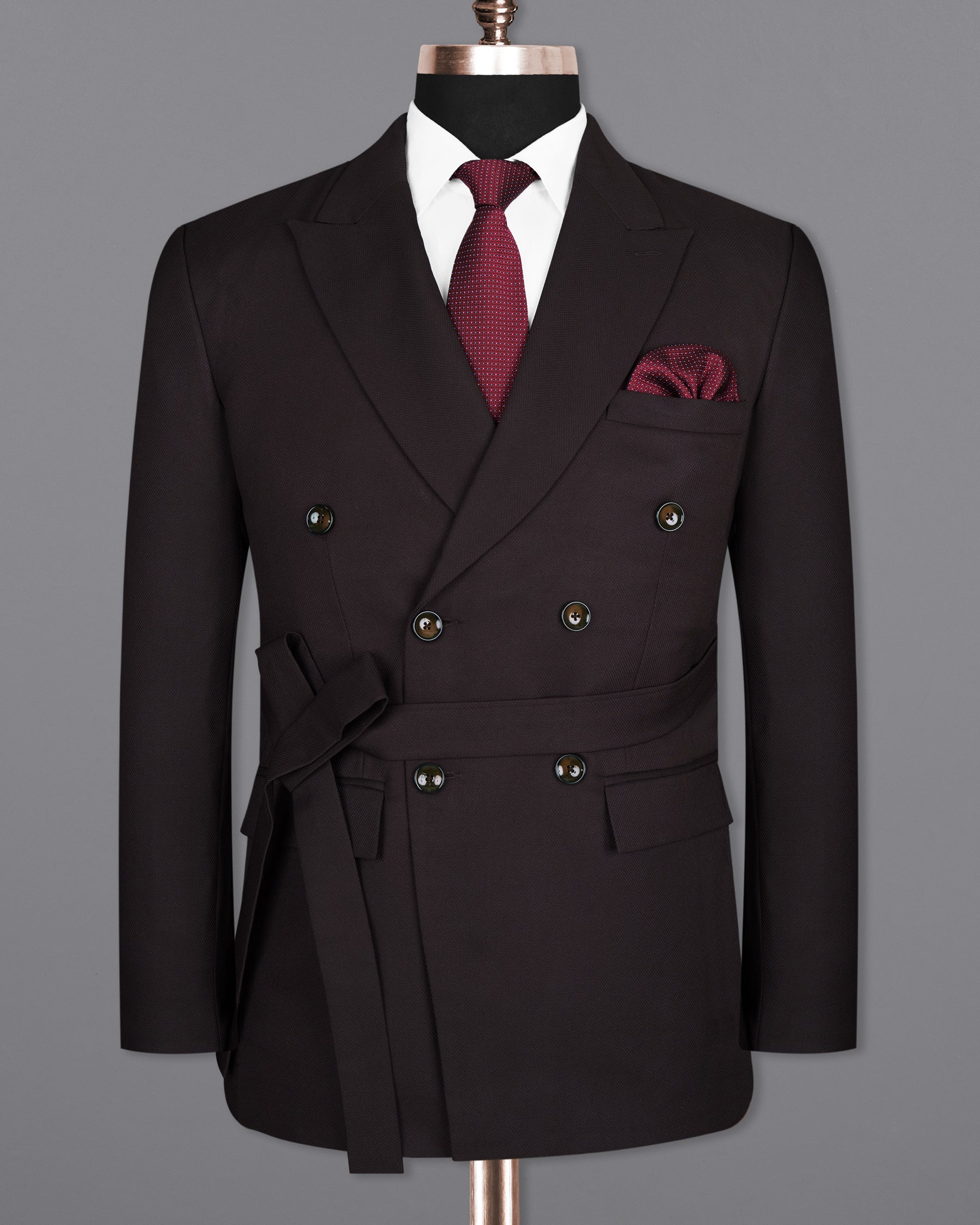 Maroon Double Breasted wool rich Suit