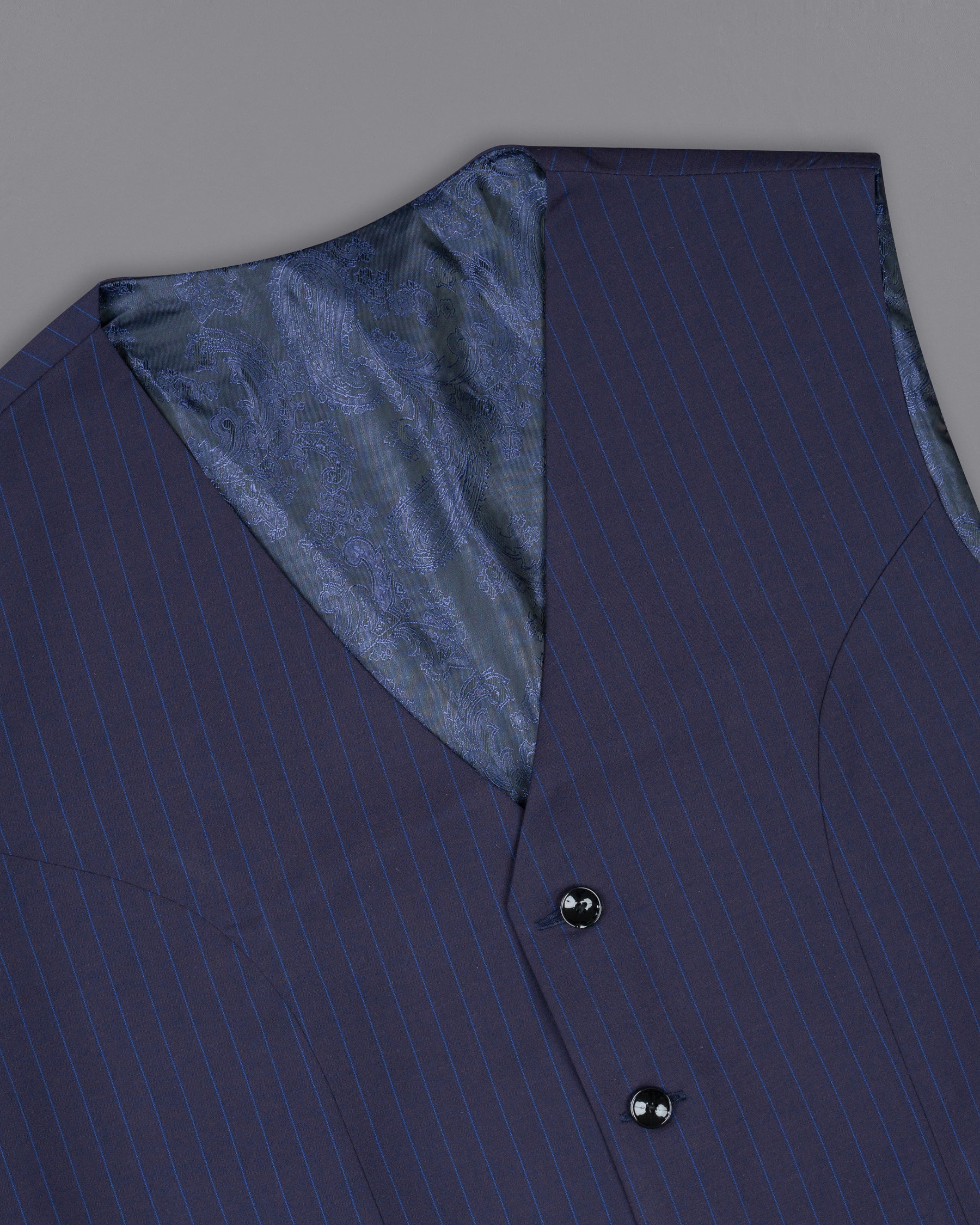 Tuna Blue Striped Double-Breasted Wool Rich Suit