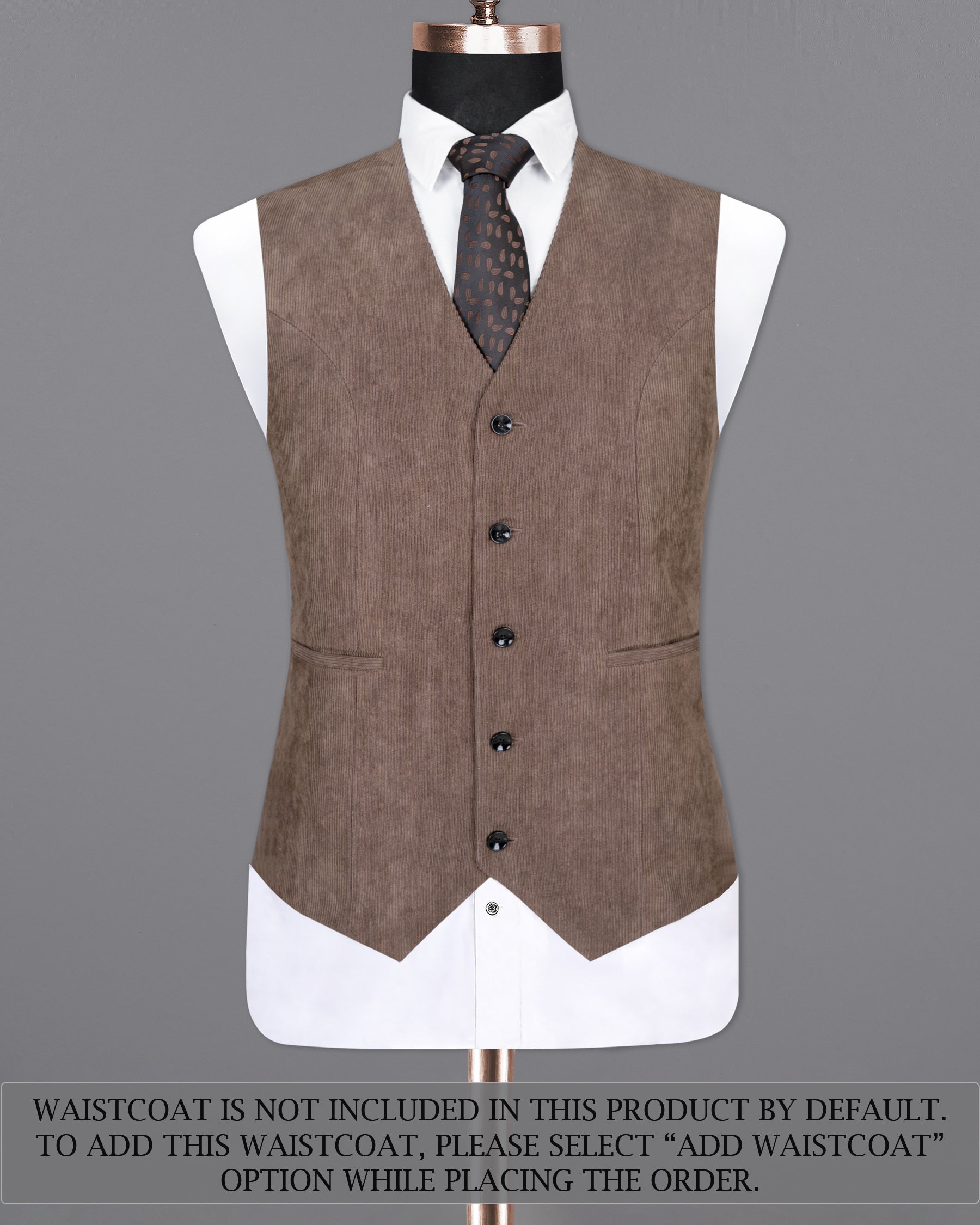 Sandstone Brown Striped Corduroy Premium Cotton Suit