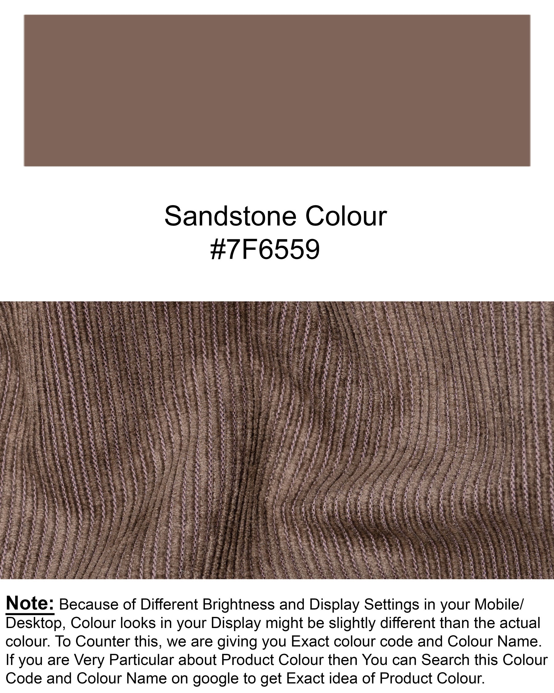 Sandstone Brown Striped Corduroy Premium Cotton Suit ST1389-SB-36, ST1389-SB-38, ST1389-SB-40, ST1389-SB-42, ST1389-SB-44, ST1389-SB-46, ST1389-SB-48, ST1389-SB-50, ST1389-SB-52, ST1389-SB-54, ST1389-SB-56, ST1389-SB-58, ST1389-SB-60