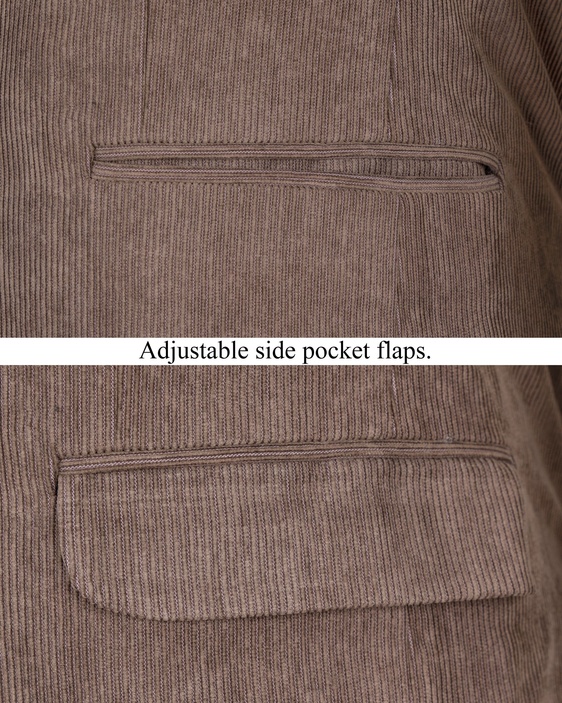 Sandstone Brown Striped Corduroy Premium Cotton Suit