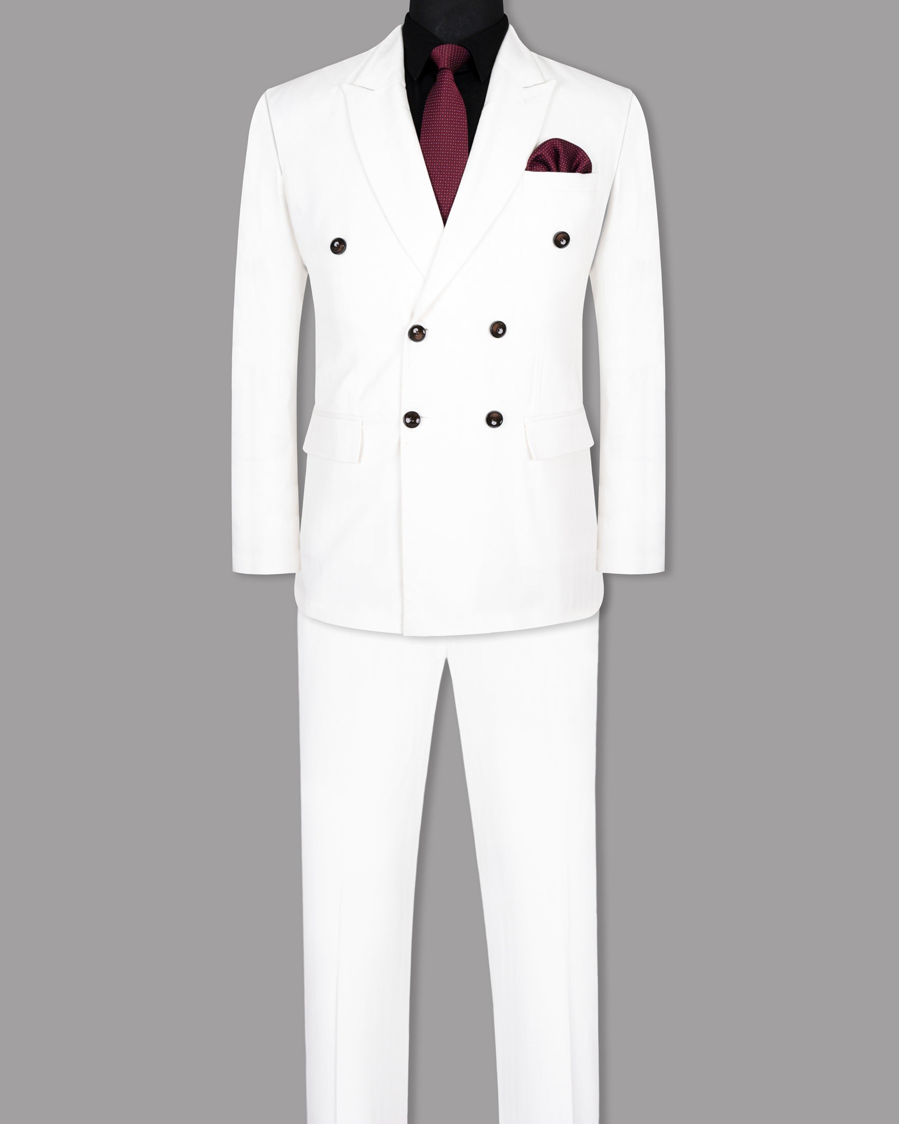 Bright White Subtle Striped  Double Breasted Premium Cotton Suit ST1395-DB-36, ST1395-DB-38, ST1395-DB-40, ST1395-DB-42, ST1395-DB-44, ST1395-DB-46, ST1395-DB-48, ST1395-DB-50, ST1395-DB-52, ST1395-DB-54, ST1395-DB-56, ST1395-DB-58, ST1395-DB-60