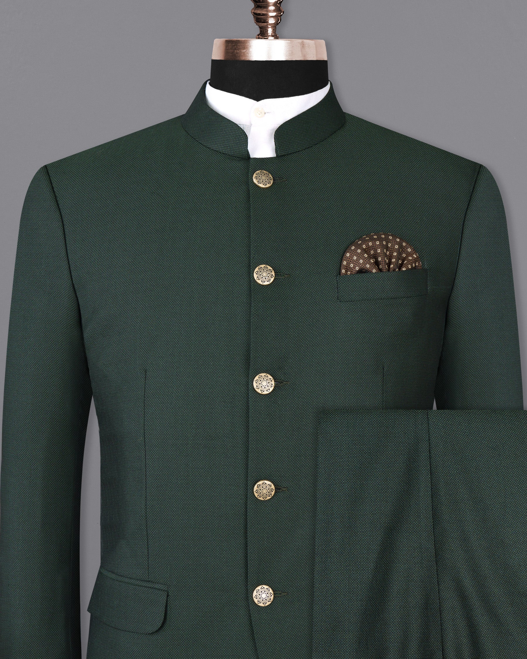 Heavy Metal Green Wool Rich Bandhgala Suit ST1397-BG-36, ST1397-BG-38, ST1397-BG-40, ST1397-BG-42, ST1397-BG-44, ST1397-BG-46, ST1397-BG-48, ST1397-BG-50, ST1397-BG-52, ST1397-BG-54, ST1397-BG-56, ST1397-BG-58, ST1397-BG-60