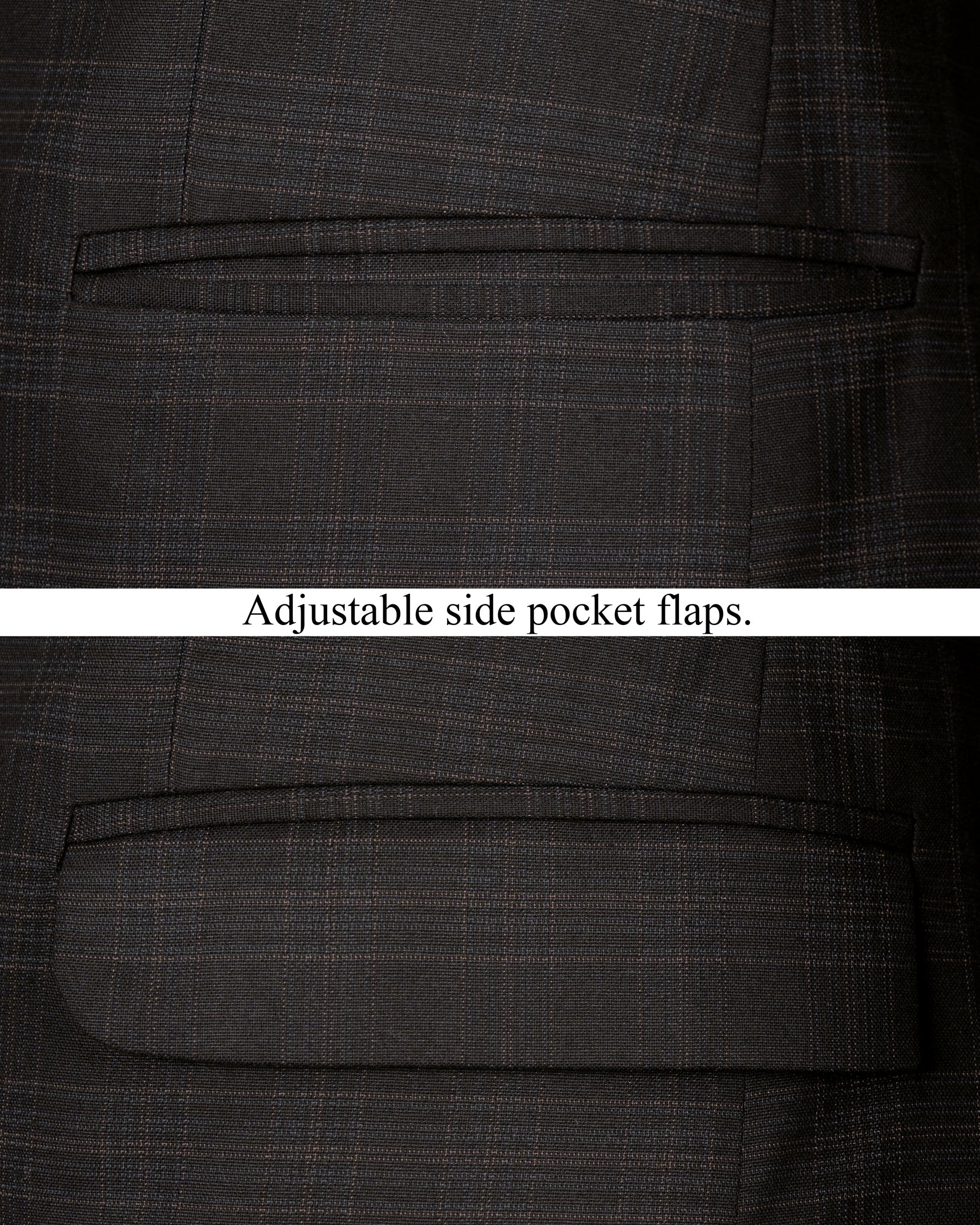 Piano Black Plaid Designer Lapel Wool Rich Suit