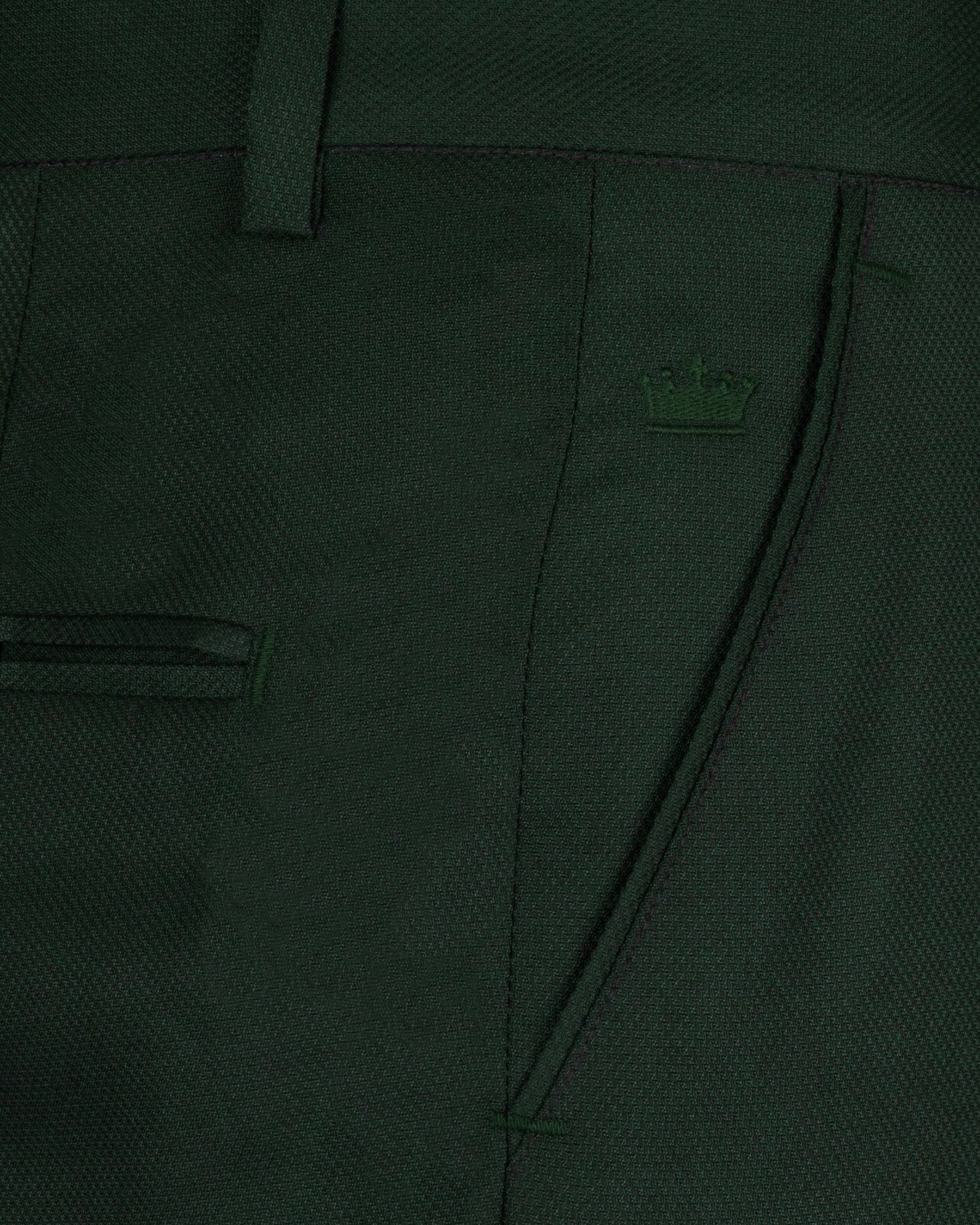 Celtic Green Textured Cross Placket Bandhgala Wool Rich Suit
