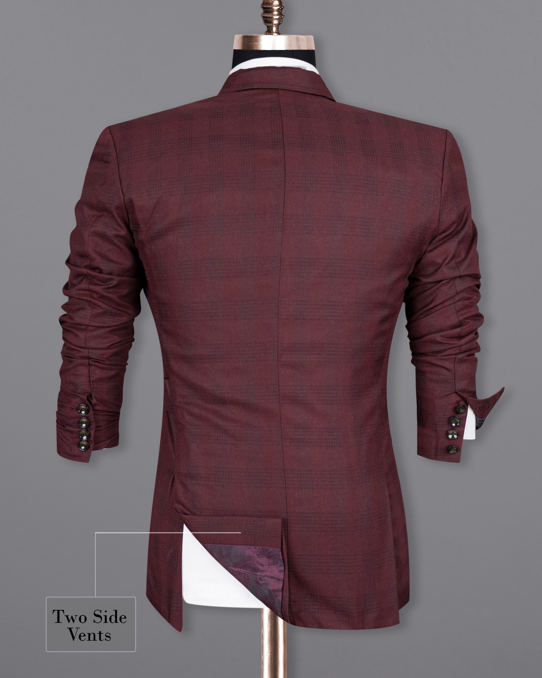 Buccaneer Burgundy Plaid Double Breasted Wool Rich Suit