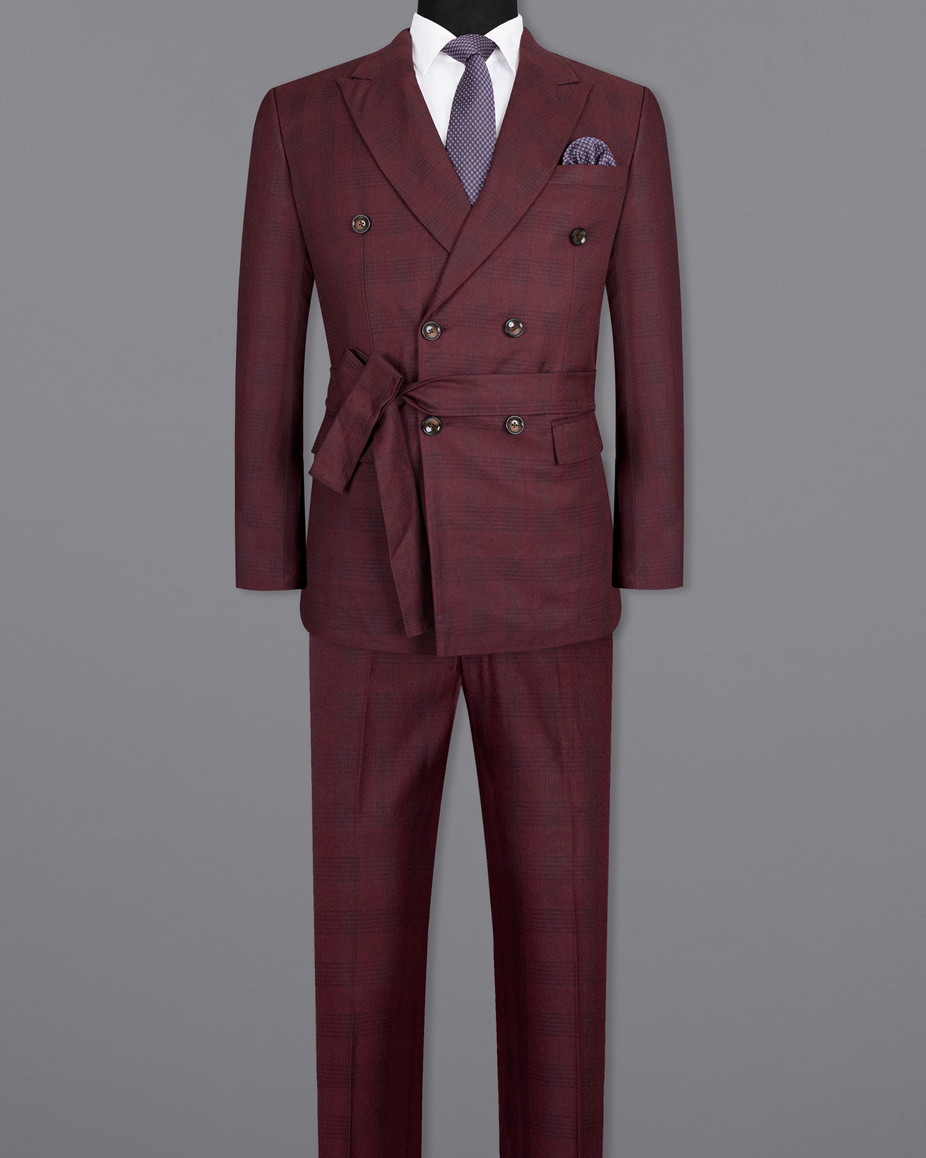 Buccaneer Burgundy Plaid Double Breasted Wool Rich Suit ST1414-DB-D8-36, ST1414-DB-D8-38, ST1414-DB-D8-40, ST1414-DB-D8-42, ST1414-DB-D8-44, ST1414-DB-D8-46, ST1414-DB-D8-48, ST1414-DB-D8-50, ST1414-DB-D8-52, ST1414-DB-D8-54, ST1414-DB-D8-56, ST1414-DB-D8-58, ST1414-DB-D8-60