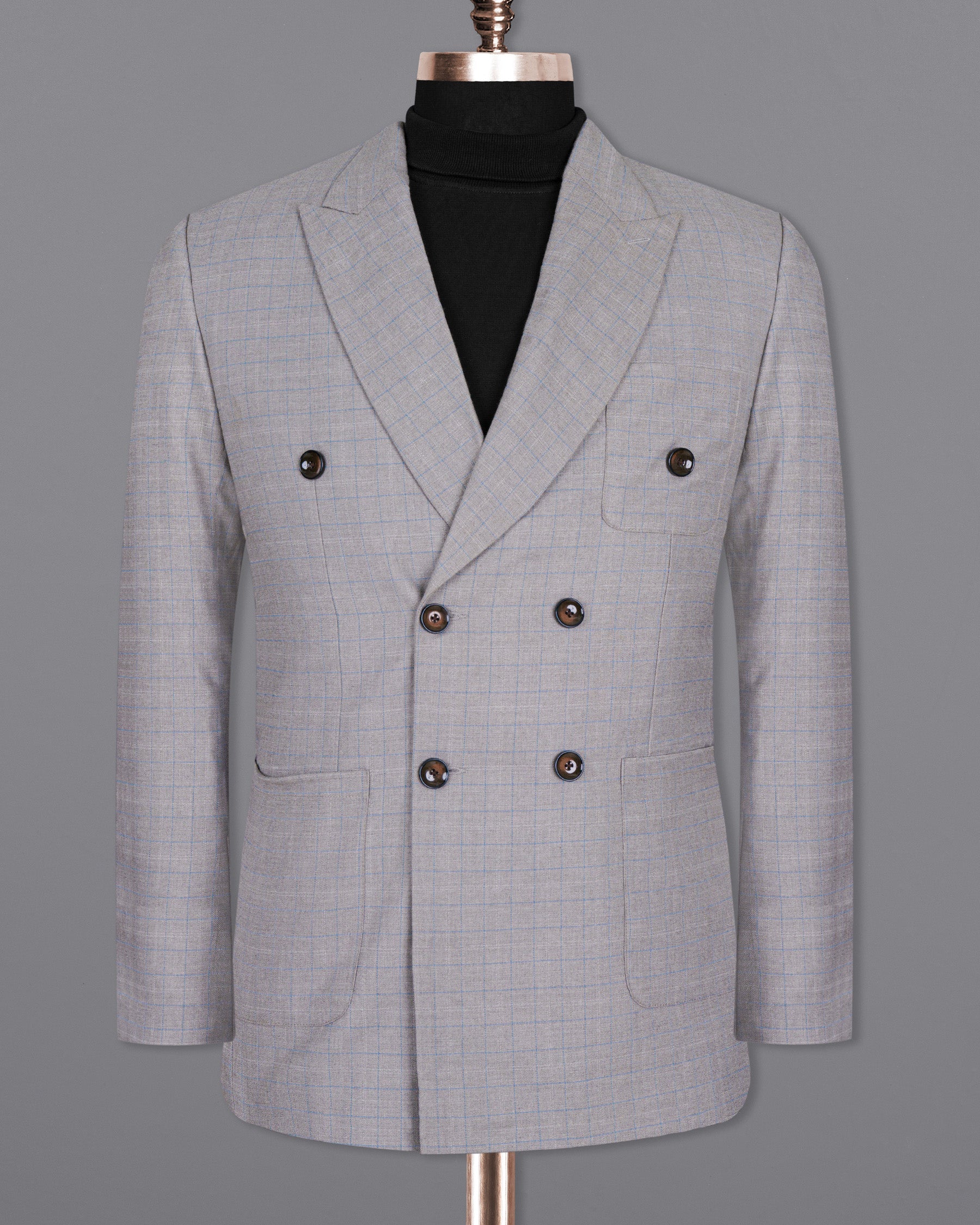 Pale Slate Plaid DouSTe-breasted Woolrich Sports Suit ST1436-DB-PP-36,ST1436-DB-PP-38,ST1436-DB-PP-40,ST1436-DB-PP-42,ST1436-DB-PP-44,ST1436-DB-PP-46,ST1436-DB-PP-48,ST1436-DB-PP-50,ST1436-DB-PP-52,ST1436-DB-PP-54,ST1436-DB-PP-56,ST1436-DB-PP-58,ST1436-DB-PP-60