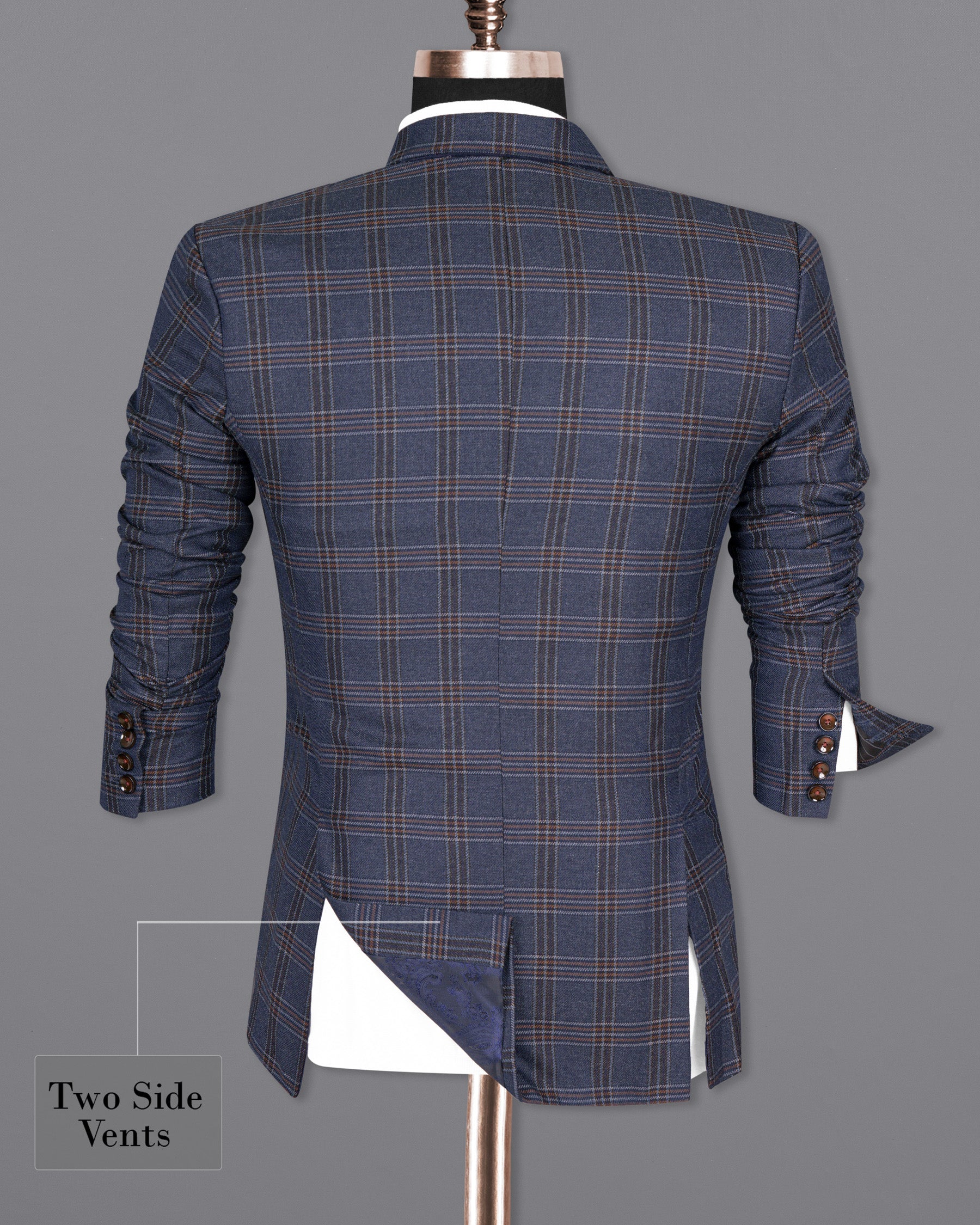 Licorice Blue Plaid heavyweight tweed Wool Rich Double Breasted Suit