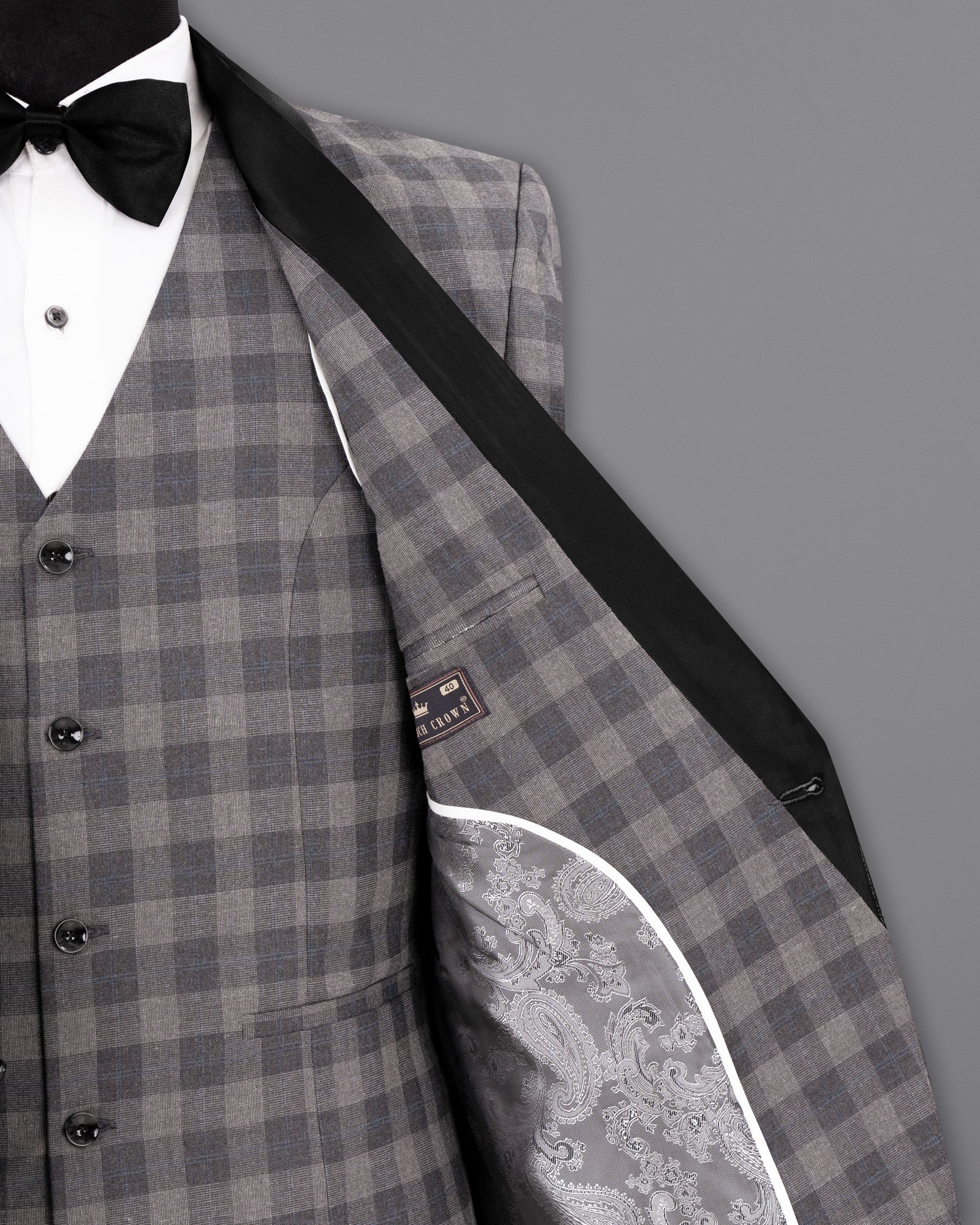 Nobel and Chicago Grey Plaid Wool Rich Tuxedo Suit ST1455-BKL-36,ST1455-BKL-38,ST1455-BKL-40,ST1455-BKL-42,ST1455-BKL-44,ST1455-BKL-46,ST1455-BKL-48,ST1455-BKL-50,ST1455-BKL-52,ST1455-BKL-54,ST1455-BKL-56,ST1455-BKL-58,ST1455-BKL-60