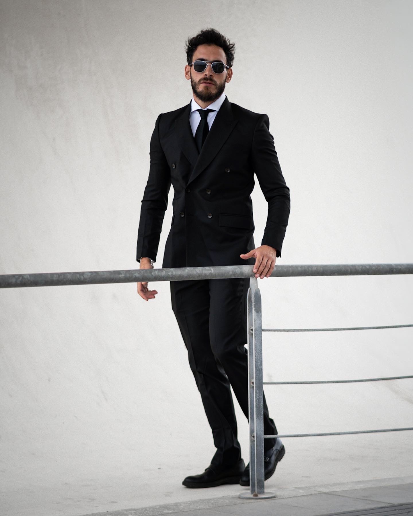 Jade Black Diamond textured Double Breasted Wool Rich Suit