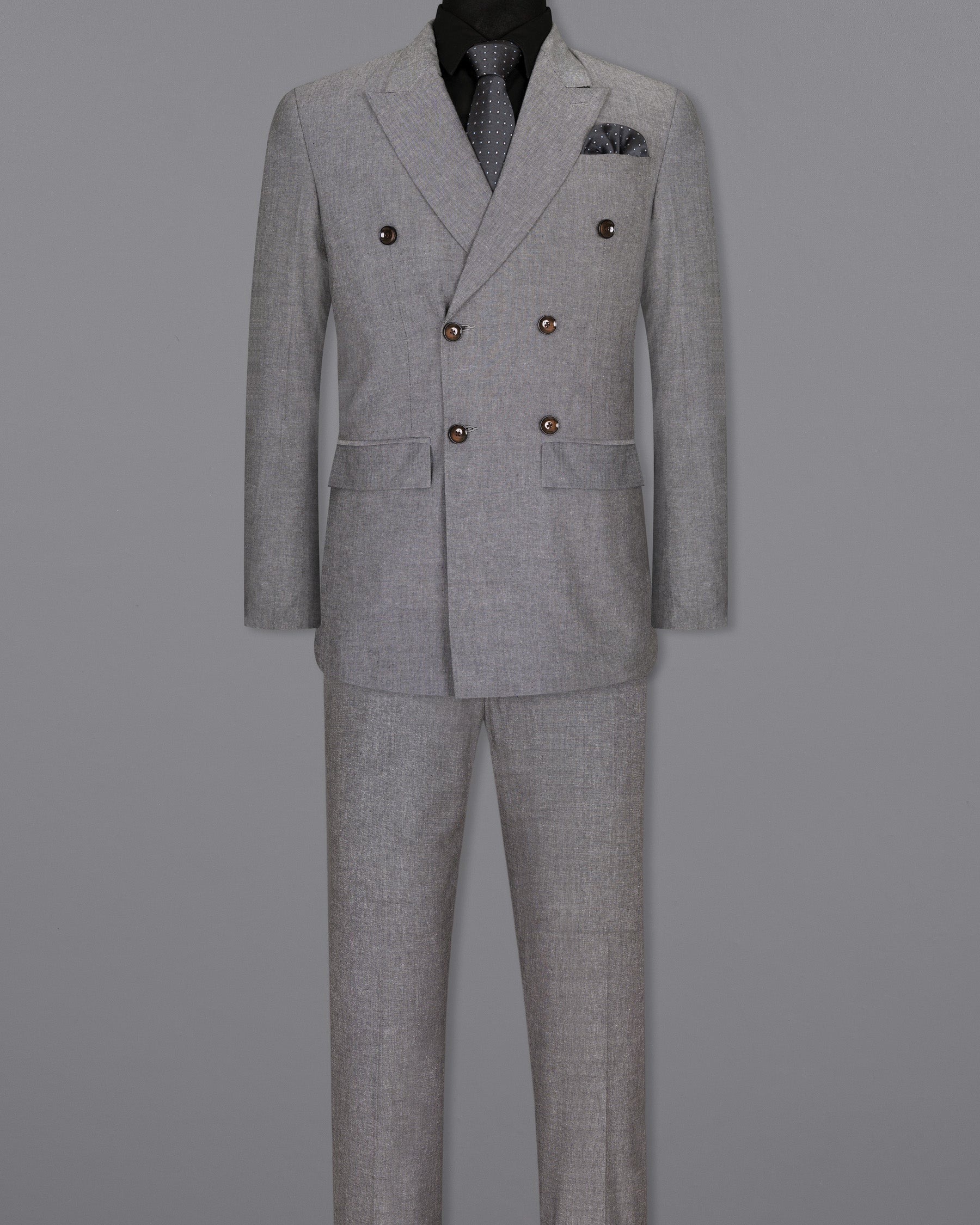 Mountain Mist Grey DouSTe Breasted Luxurious Linen Suit ST1457-DB-36,ST1457-DB-38,ST1457-DB-40,ST1457-DB-42,ST1457-DB-44,ST1457-DB-46,ST1457-DB-48,ST1457-DB-50,ST1457-DB-52,ST1457-DB-54,ST1457-DB-56,ST1457-DB-58,ST1457-DB-60