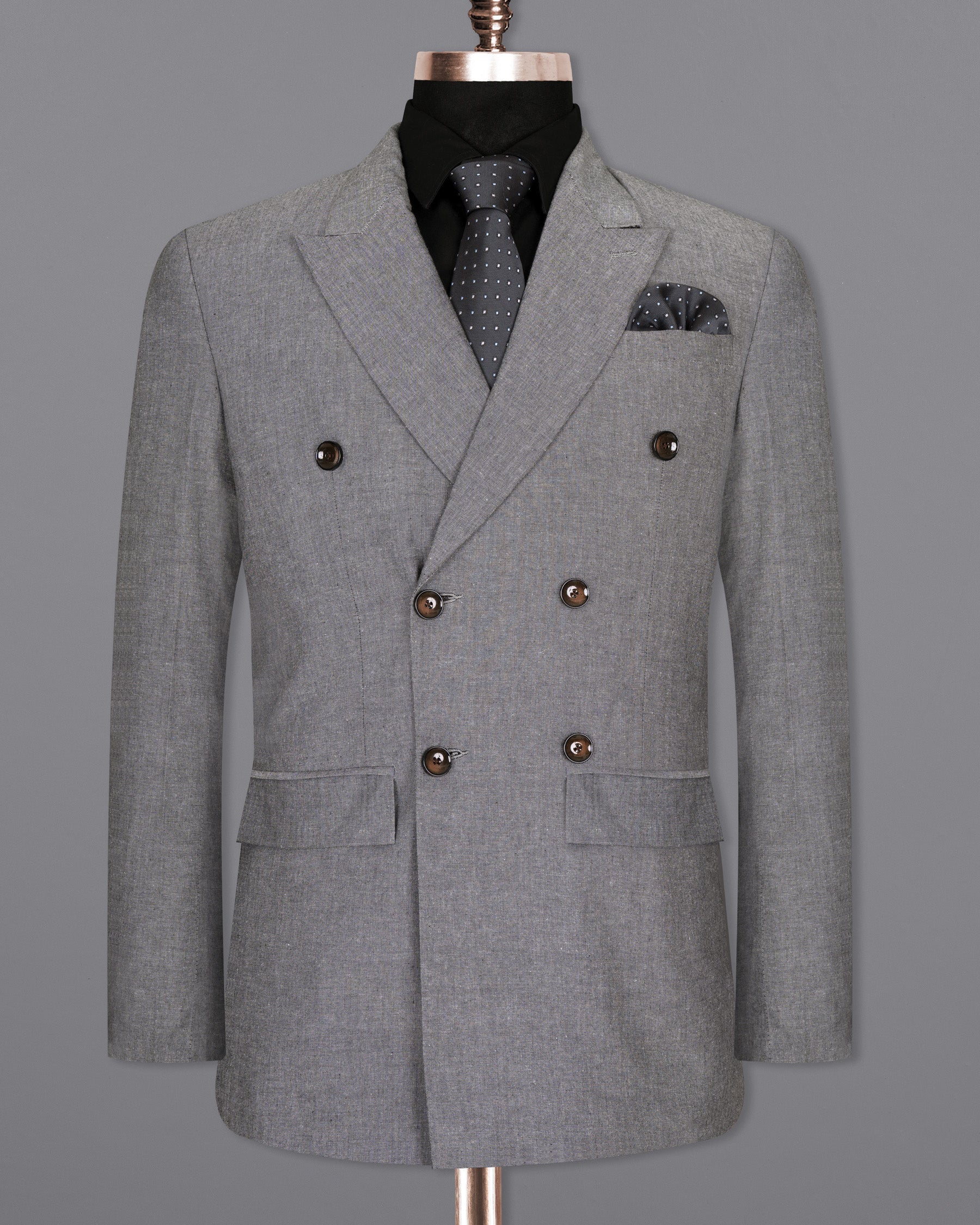 Mountain Mist Grey DouSTe Breasted Luxurious Linen Suit ST1457-DB-36,ST1457-DB-38,ST1457-DB-40,ST1457-DB-42,ST1457-DB-44,ST1457-DB-46,ST1457-DB-48,ST1457-DB-50,ST1457-DB-52,ST1457-DB-54,ST1457-DB-56,ST1457-DB-58,ST1457-DB-60