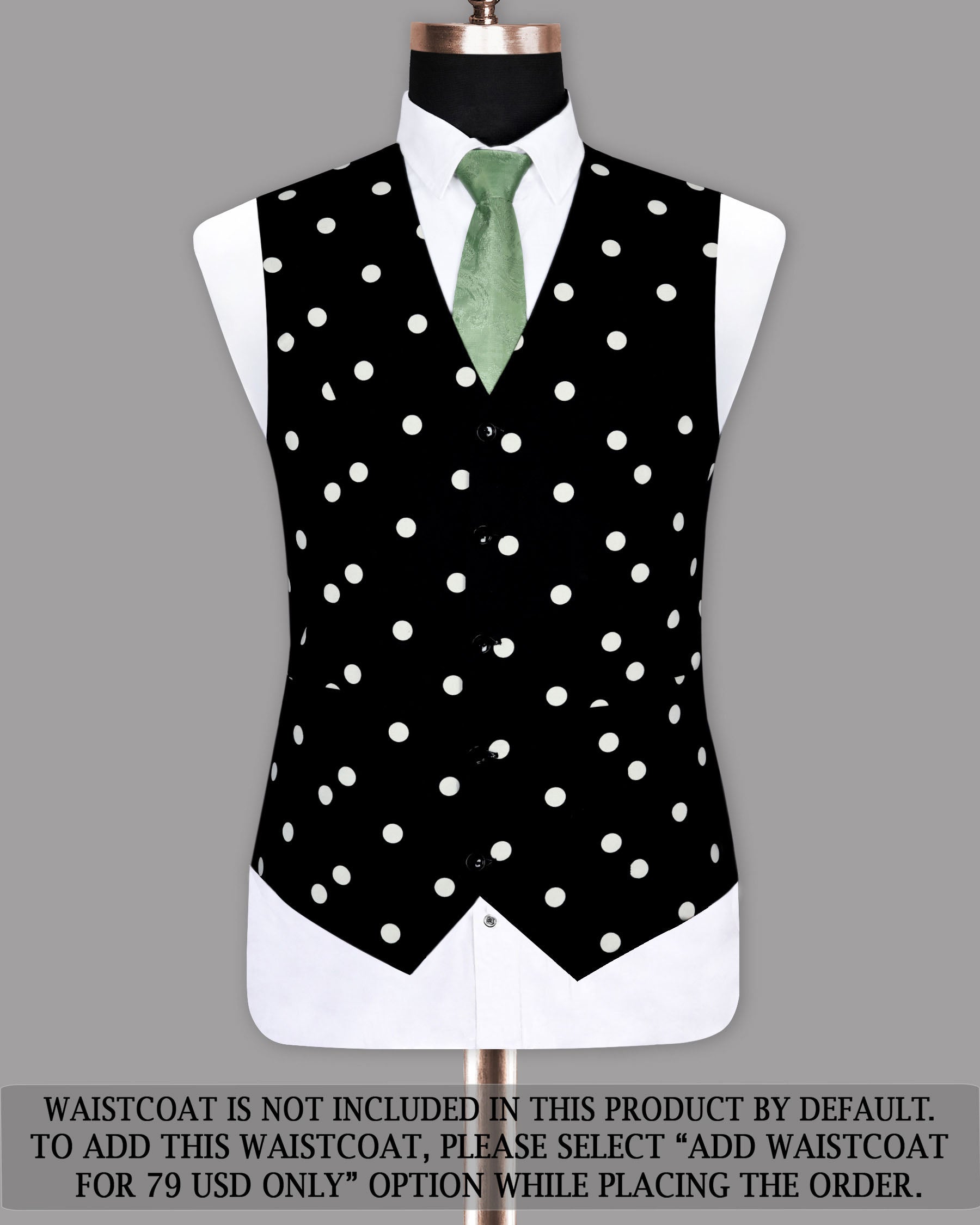 Jade Black Polka Print Double Breasted Suit