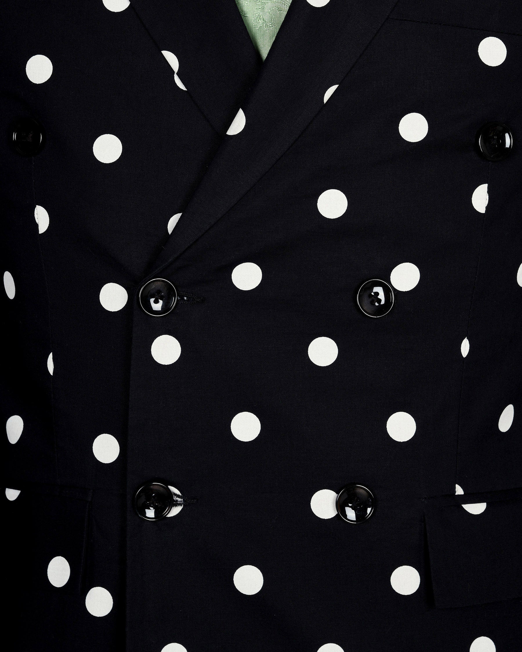 Jade Black Polka Print Double Breasted Suit