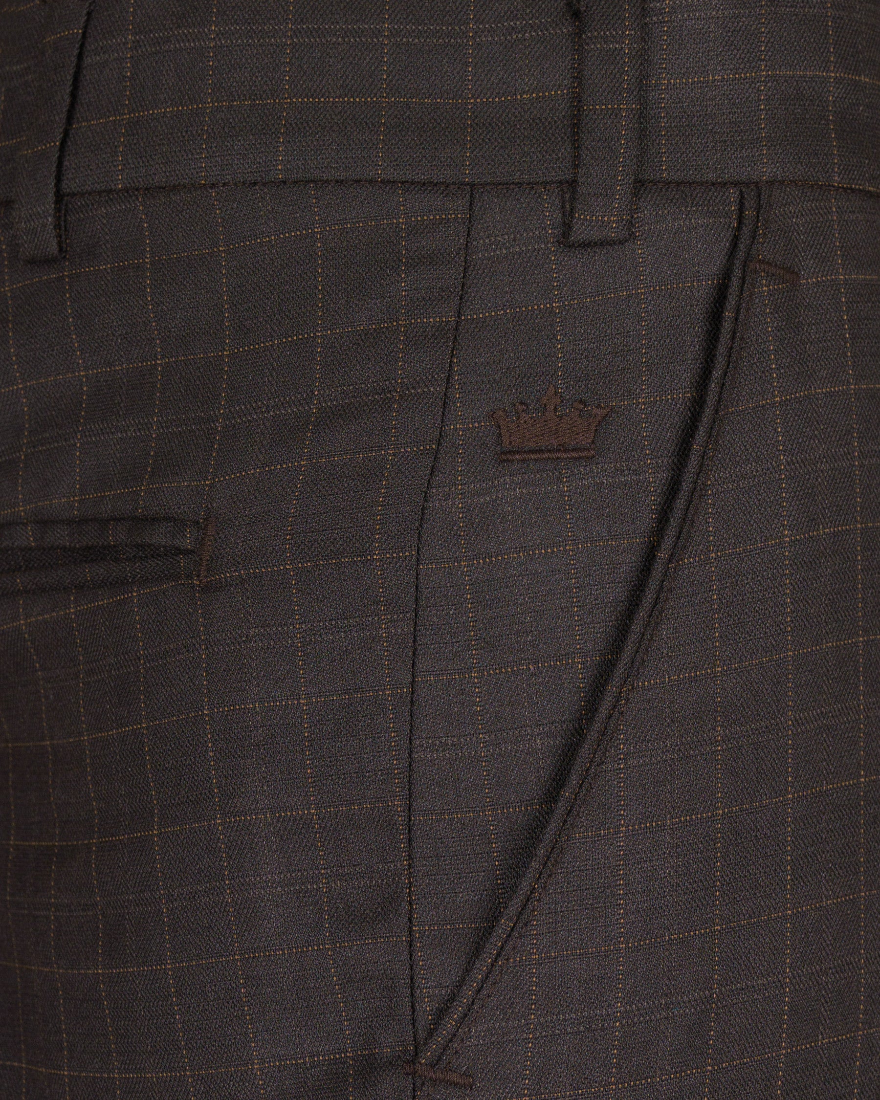 Brown Plaid Wool Rich Suit