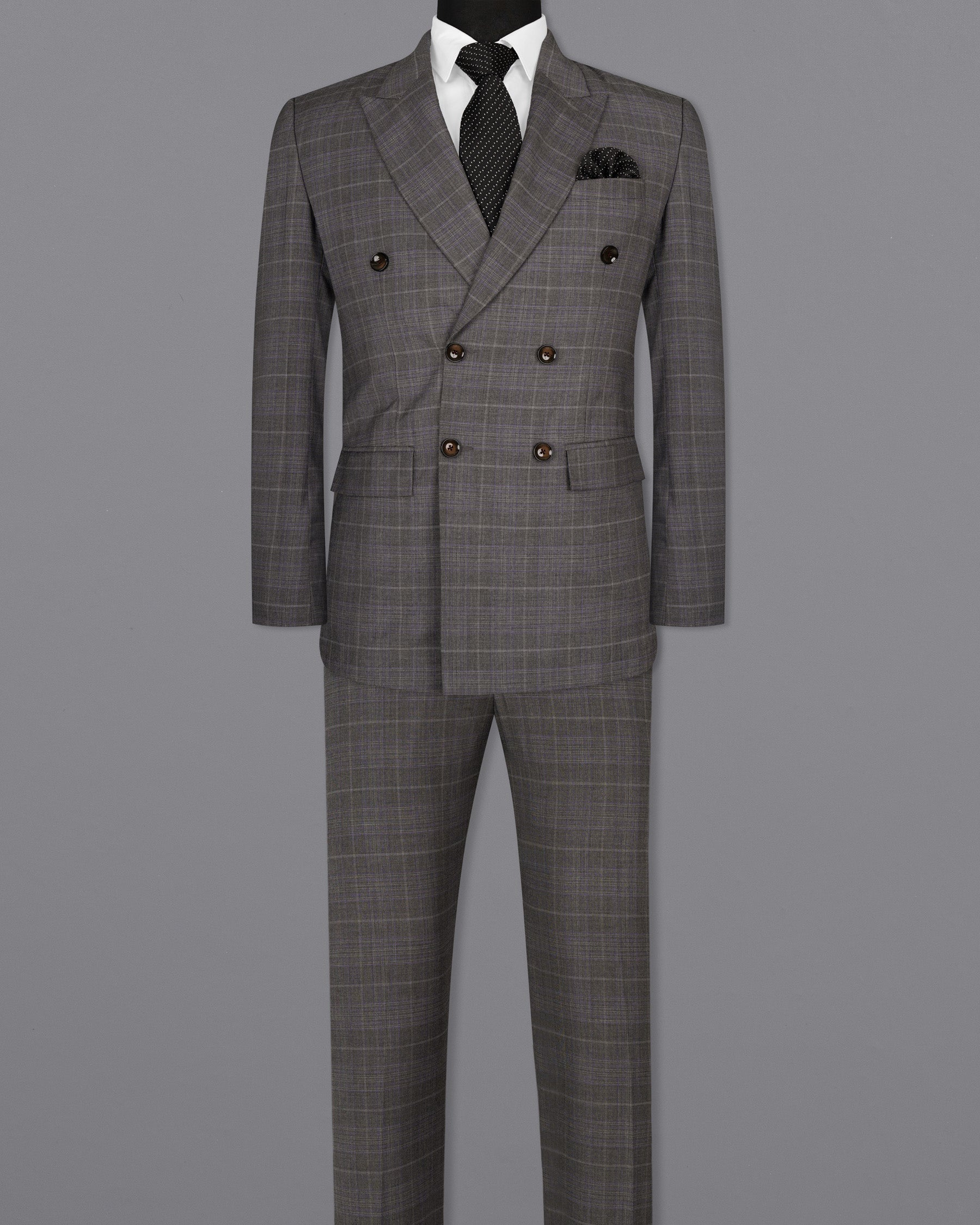 Chicago Grey Windowpane Woolrich DouSTe Breasted Suit ST1480-D22-36,ST1480-DB-38,ST1480-DB-40,ST1480-DB-42,ST1480-DB-44,ST1480-DB-46,ST1480-DB-48,ST1480-DB-50,ST1480-DB-52,ST1480-DB-54,ST1480-DB-56,ST1480-DB-58,ST1480-DB-60