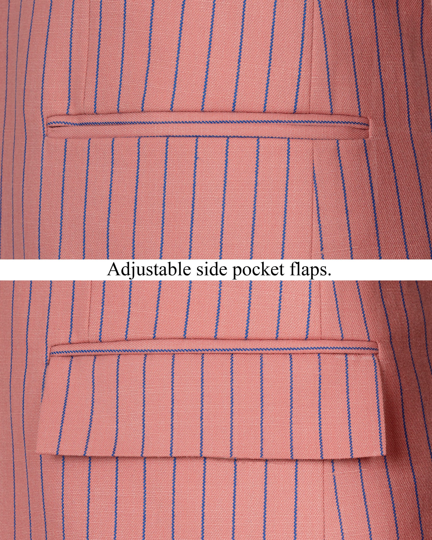 Petite Orchid Striped Wool Rich Cross Placket Bandhgala Suit