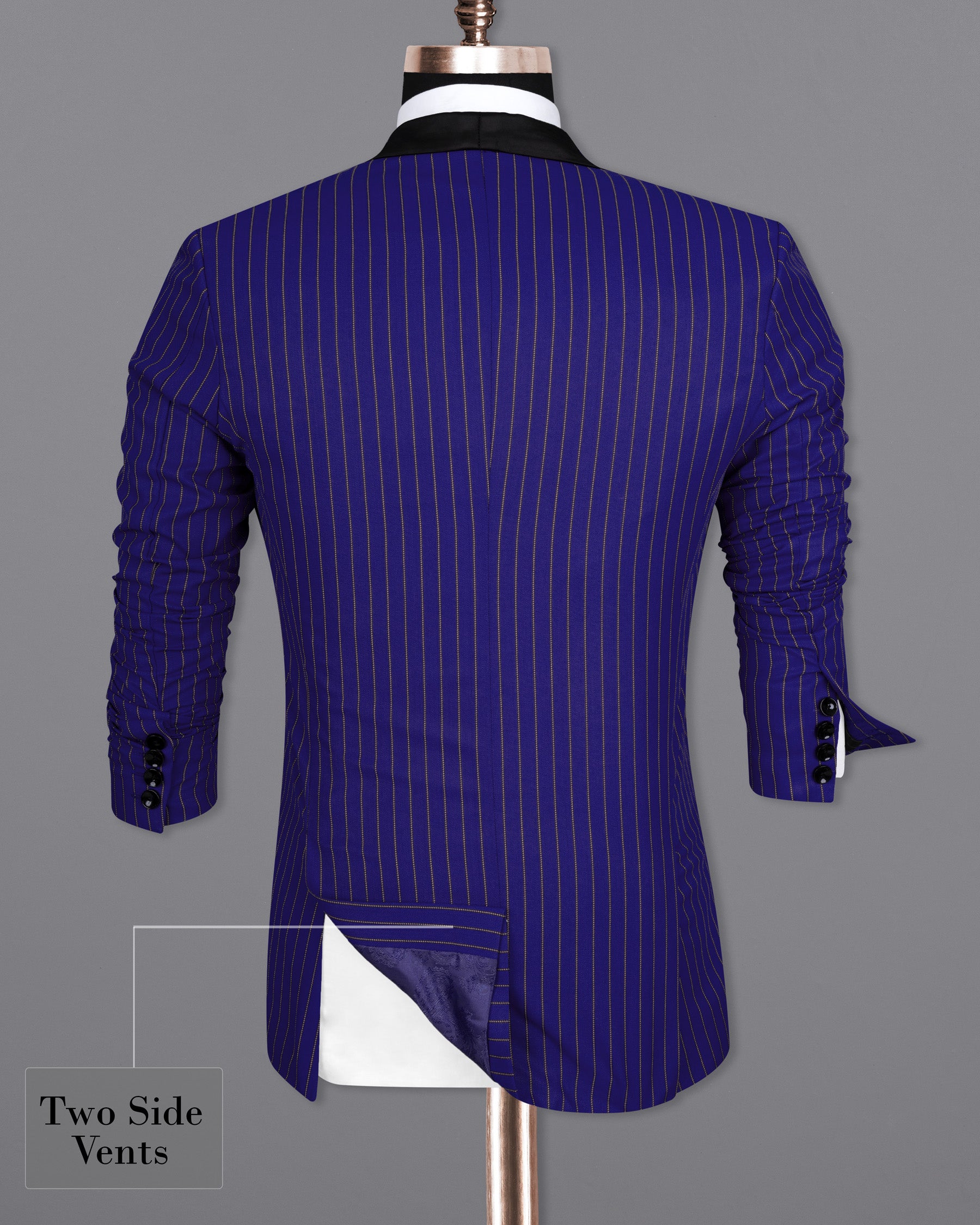 Violet Striped Wool Rich Tuxedo Suit