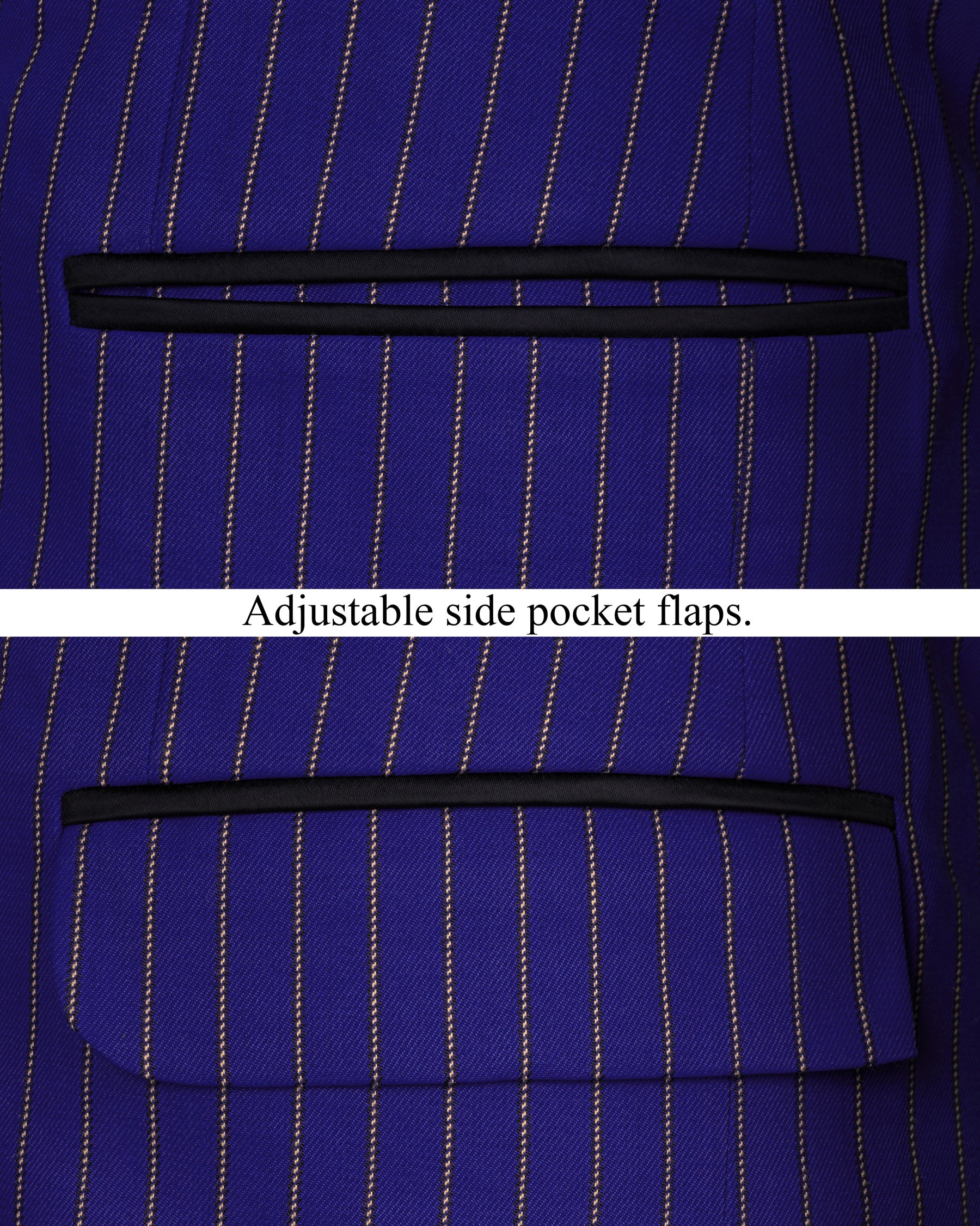 Violet Striped Wool Rich Tuxedo Suit