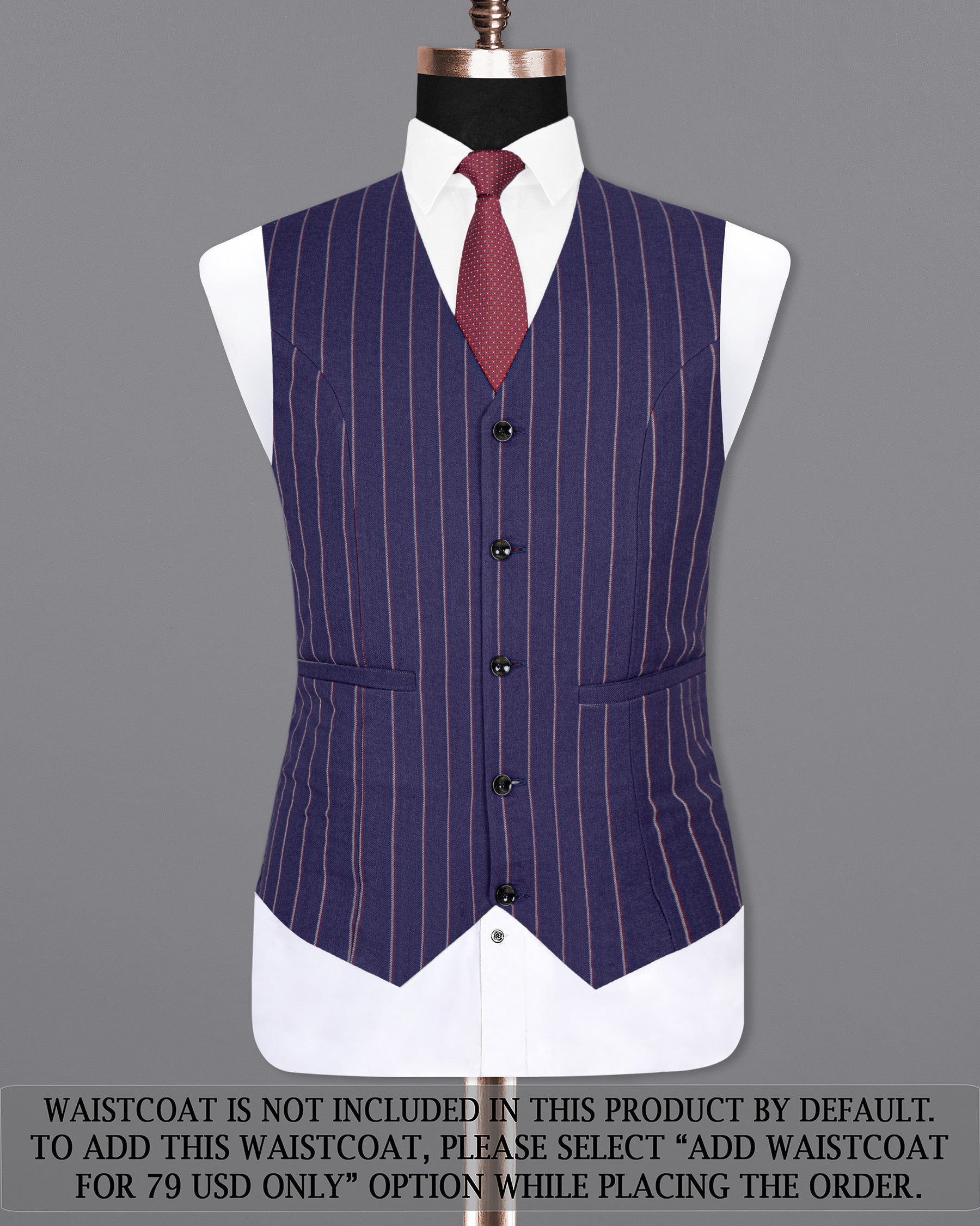 Cherry Pie Striped Cross Placket Bandhgala Suit