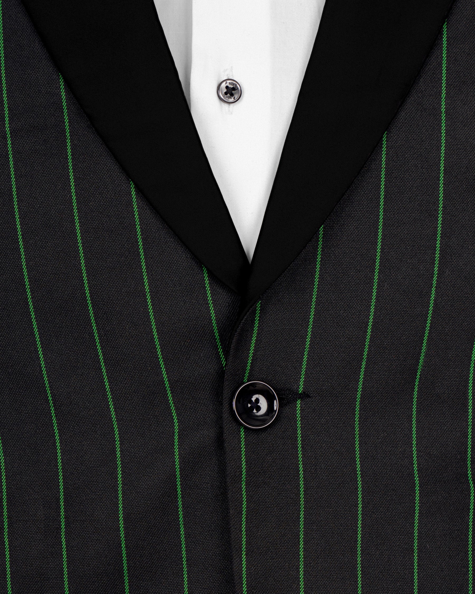 Jade Black Striped Woolrich Tuxedo Suit
