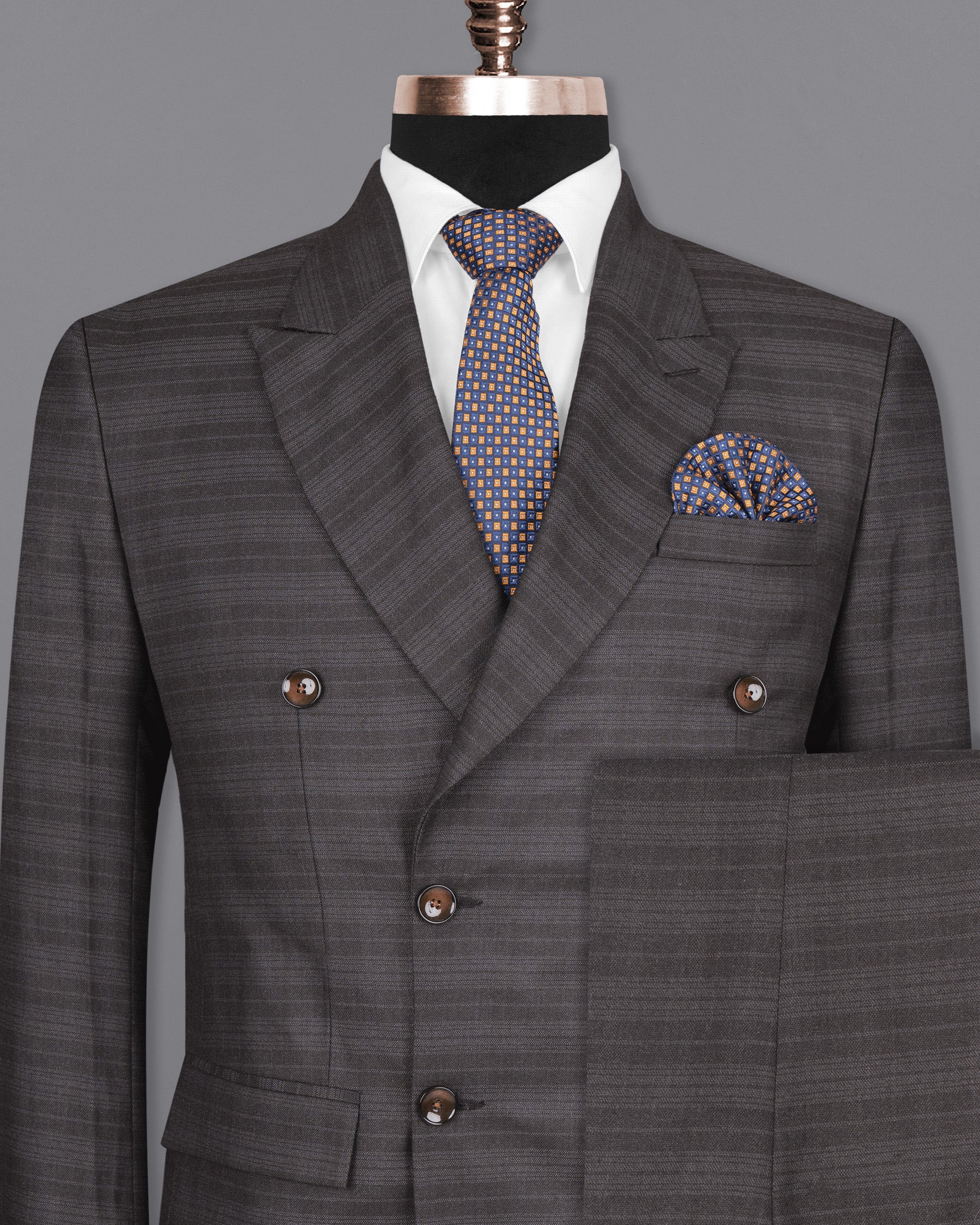 Grape Grey Double Breasted Striped Woolrich Suit ST1554-DB-36, ST1554-DB-38, ST1554-DB-40, ST1554-DB-42, ST1554-DB-44, ST1554-DB-46, ST1554-DB-48, ST1554-DB-50, ST1554-DB-52, ST1554-DB-54, ST1554-DB-56, ST1554-DB-58, ST1554-DB-60