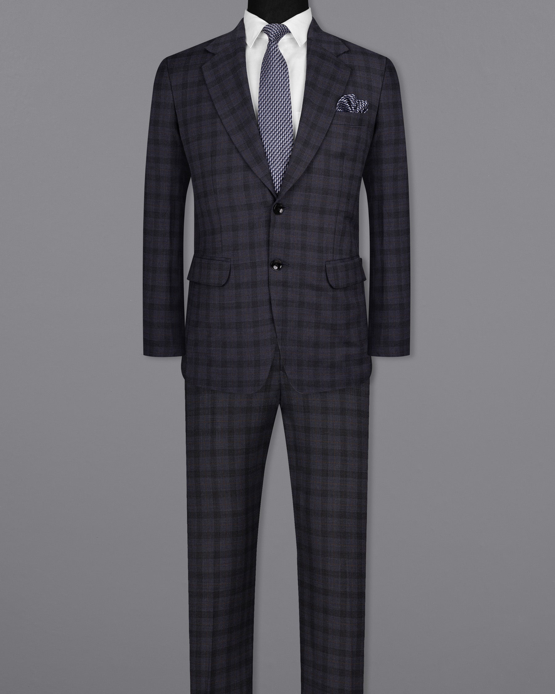 Navy Blue Plaid Wool Rich Suit ST1563-SB-36, ST1563-SB-38, ST1563-SB-40, ST1563-SB-42, ST1563-SB-44, ST1563-SB-46, ST1563-SB-48, ST1563-SB-50, ST1563-SB-52, ST1563-SB-54, ST1563-SB-56, ST1563-SB-58, ST1563-SB-60