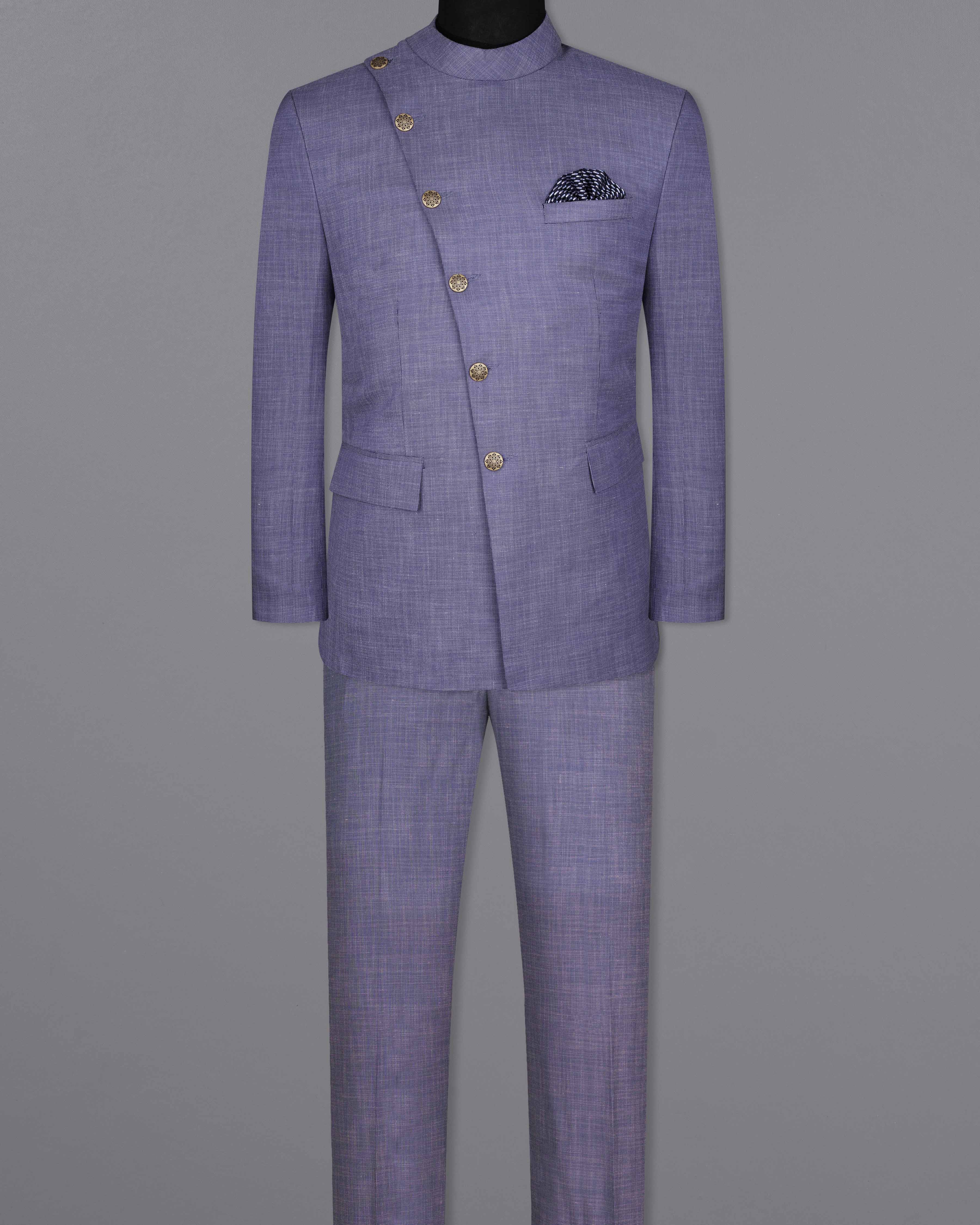 Dolphin Blue Cross Buttoned Bandhgala Luxurious Linen Suit ST1566-CBG2-36, ST1566-CBG2-38, ST1566-CBG2-40, ST1566-CBG2-42, ST1566-CBG2-44, ST1566-CBG2-46, ST1566-CBG2-48, ST1566-CBG2-50, ST1566-CBG2-52, ST1566-CBG2-54, ST1566-CBG2-56, ST1566-CBG2-58, ST1566-CBG2-60