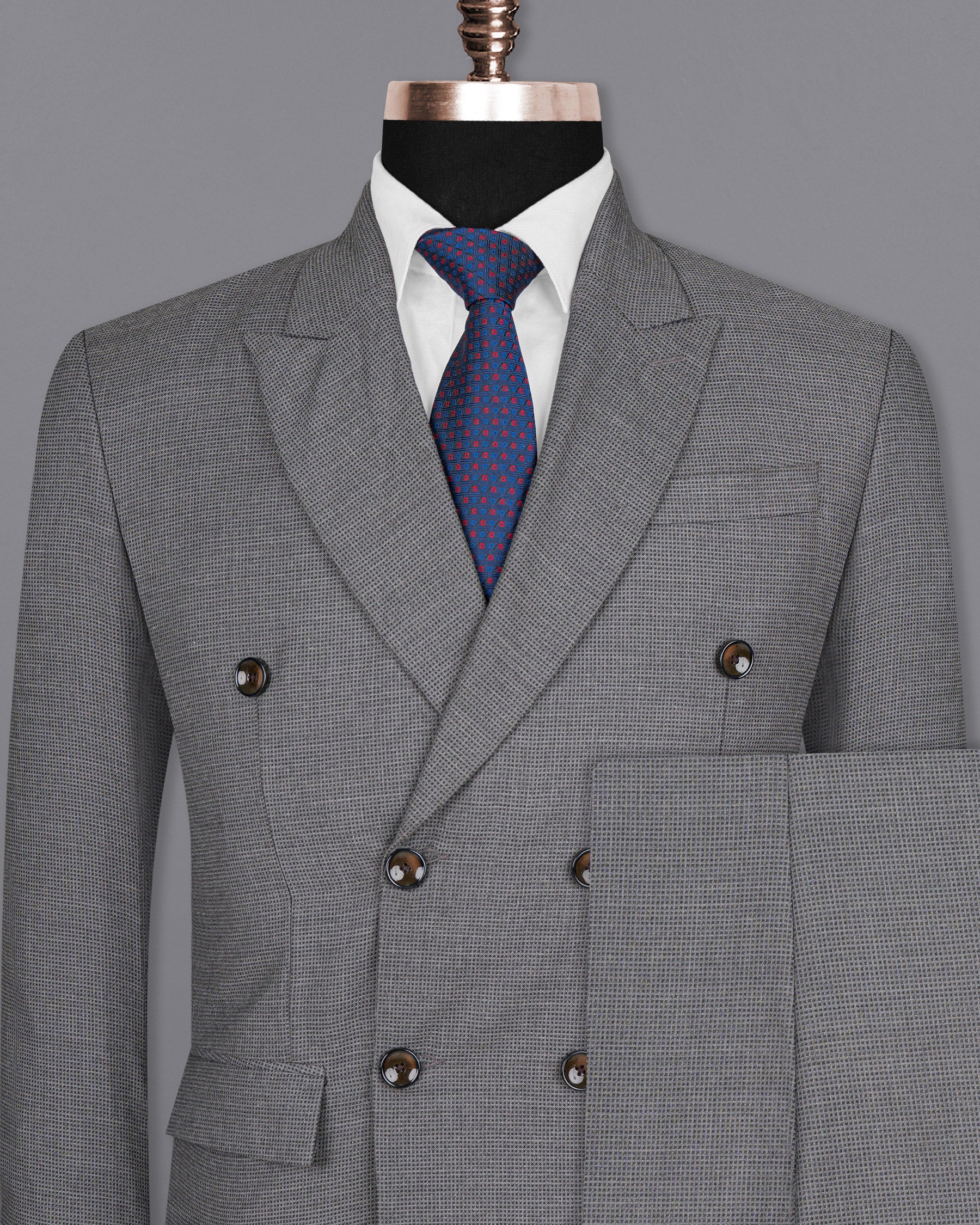 Boulder Grey Double Breasted Woolrich suit ST1579-DB-36, ST1579-DB-38, ST1579-DB-40, ST1579-DB-42, ST1579-DB-44, ST1579-DB-46, ST1579-DB-48, ST1579-DB-50, ST1579-DB-52, ST1579-DB-54, ST1579-DB-56, ST1579-DB-58, ST1579-DB-60