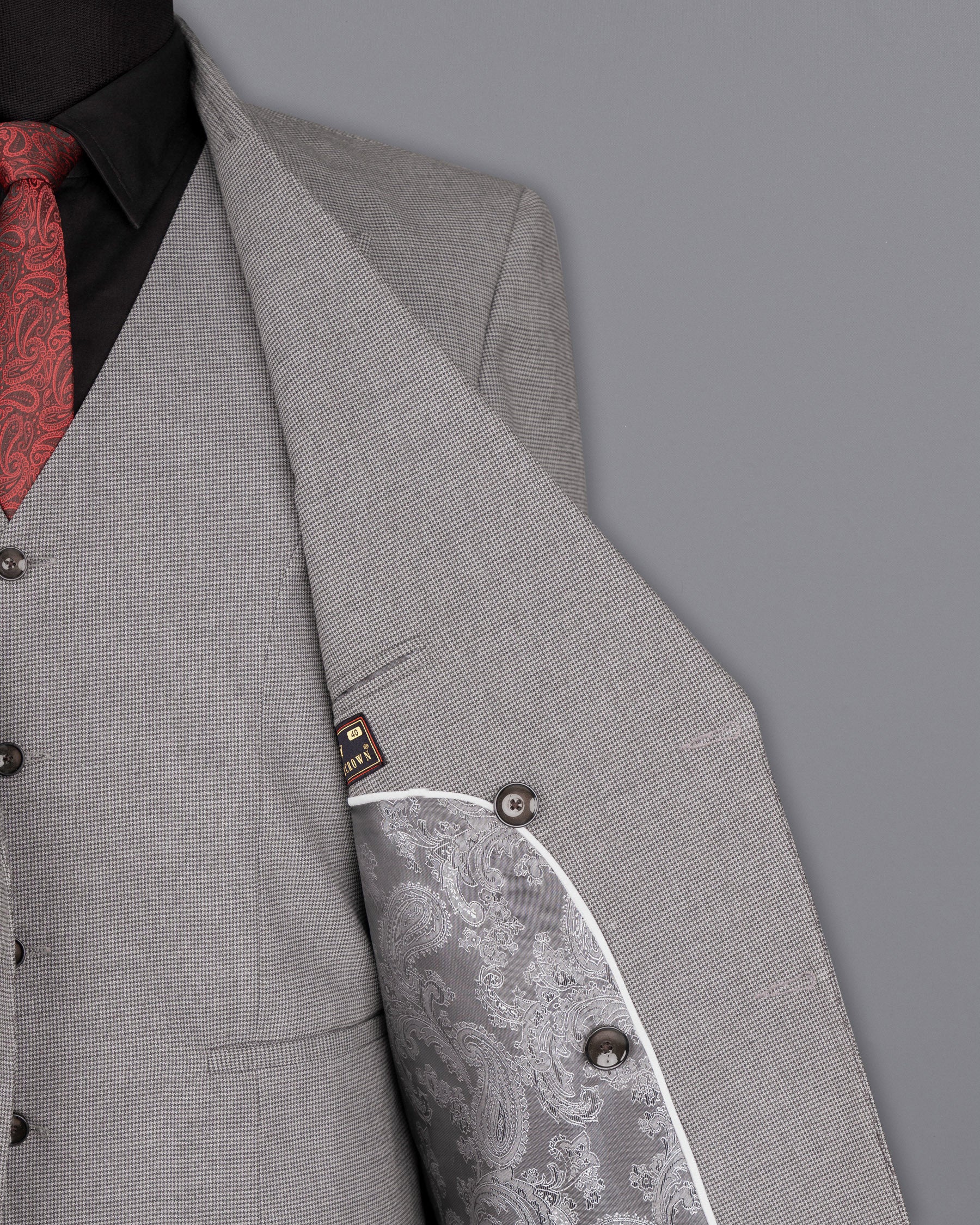 Mountain Mist Gray Houndstooth Wool Rich Double Breasted Suit ST1589-DB-36, ST1589-DB-38, ST1589-DB-40, ST1589-DB-42, ST1589-DB-44, ST1589-DB-46, ST1589-DB-48, ST1589-DB-50, ST1589-DB-52, ST1589-DB-54, ST1589-DB-56, ST1589-DB-58, ST1589-DB-60