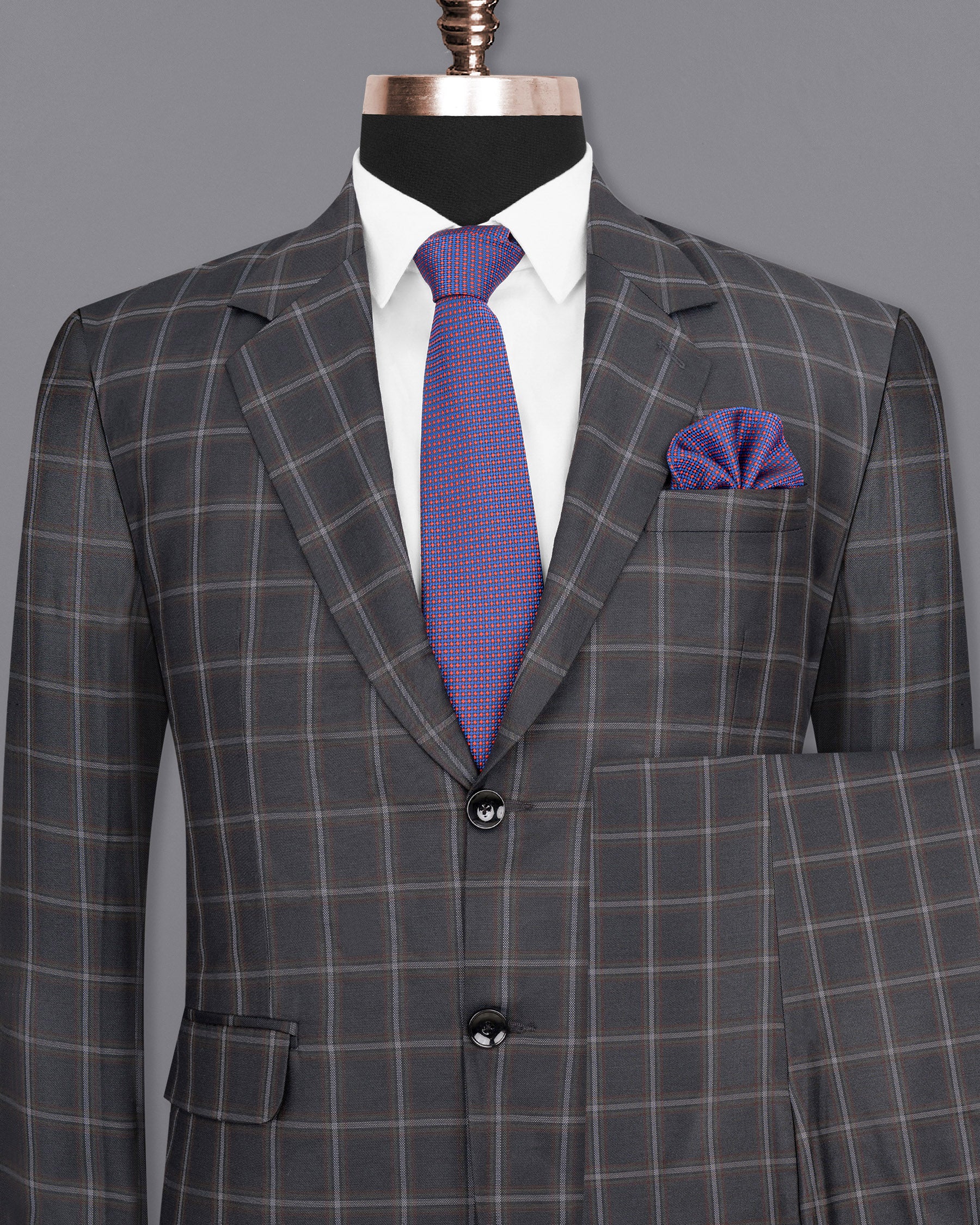 Tundora Gray windowpane Wool Rich Suit