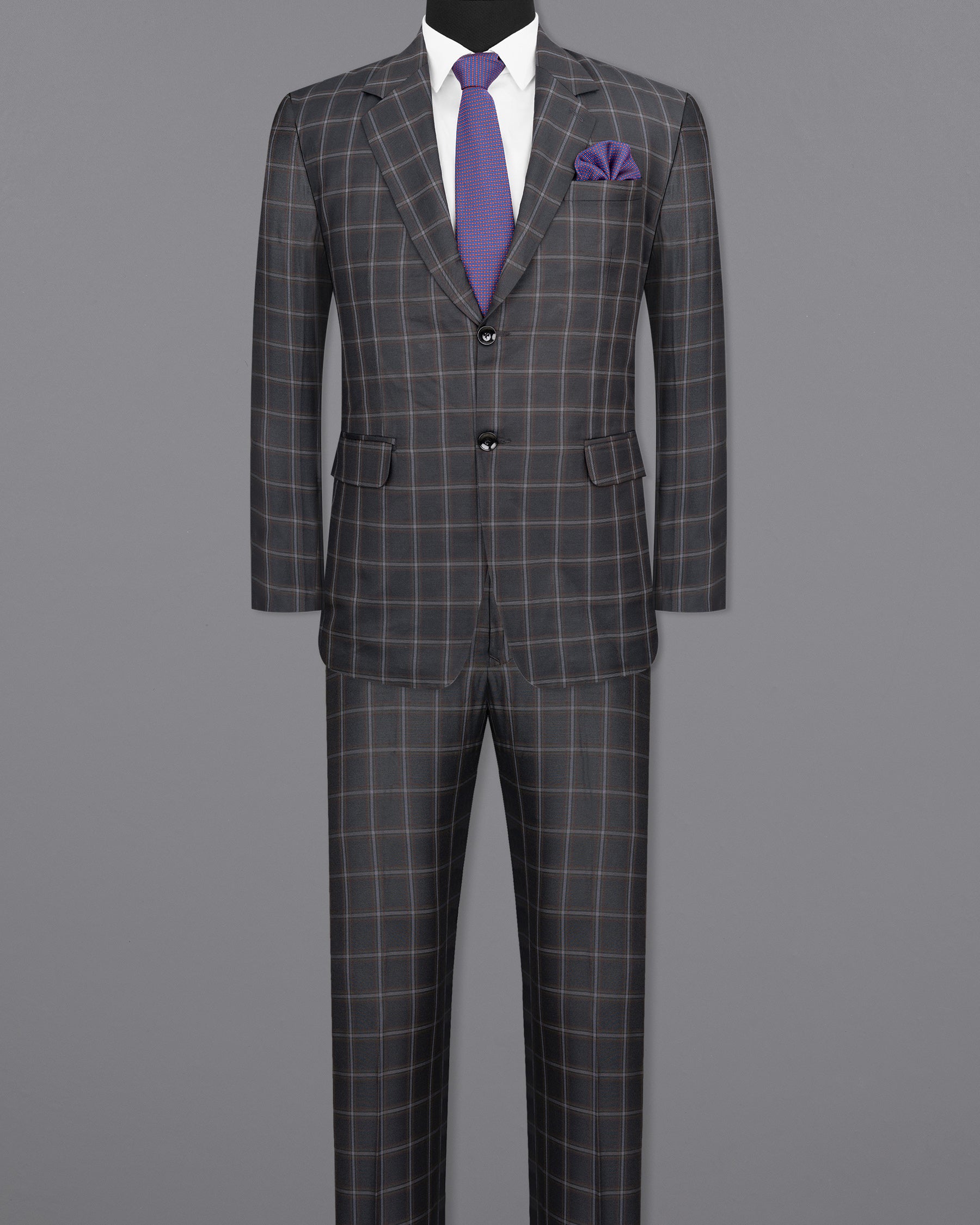 Tundora Gray windowpane Wool Rich Suit