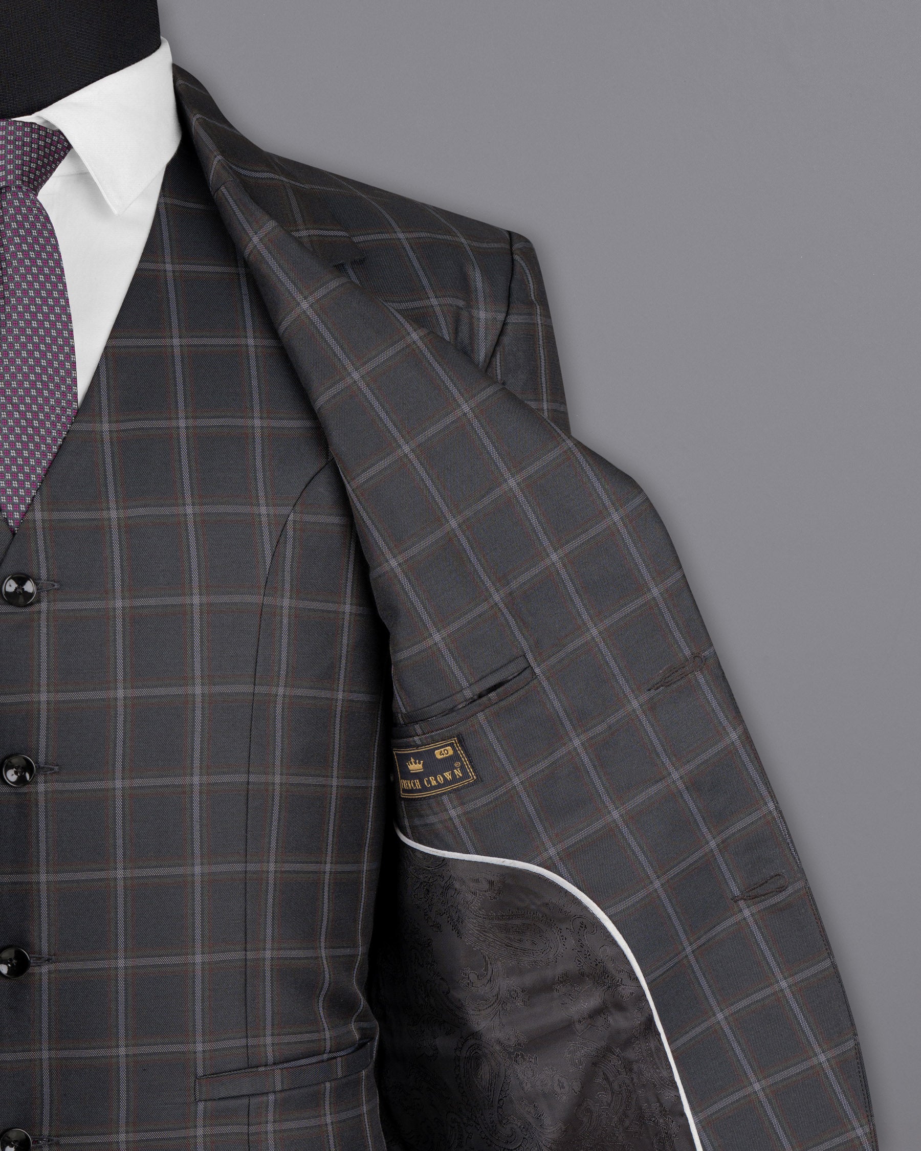 Tundora Gray windowpane Wool Rich Suit