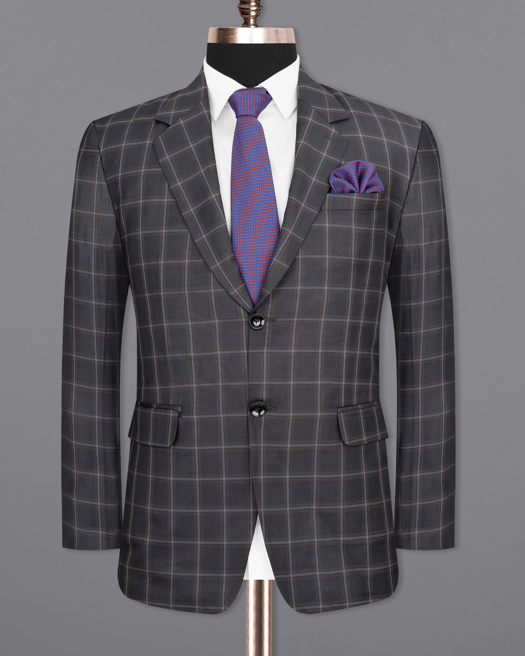 Tundora Gray windowpane Wool Rich Suit