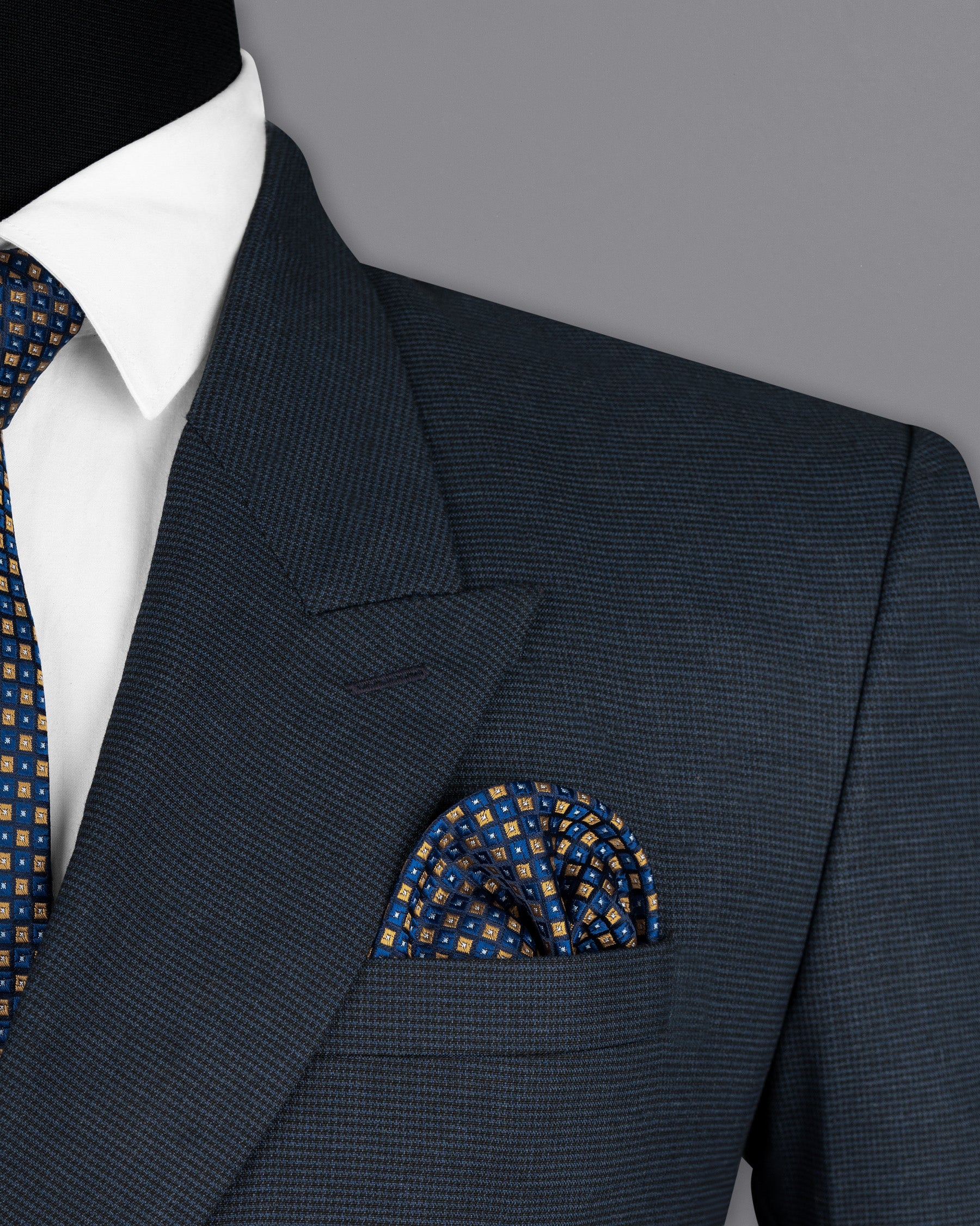 Ebony Clay Blue houndstooth Wool Rich Double Breasted Suit ST1593-DB-36, ST1593-DB-38, ST1593-DB-40, ST1593-DB-42, ST1593-DB-44, ST1593-DB-46, ST1593-DB-48, ST1593-DB-50, ST1593-DB-52, ST1593-DB-54, ST1593-DB-56, ST1593-DB-58, ST1593-DB-60