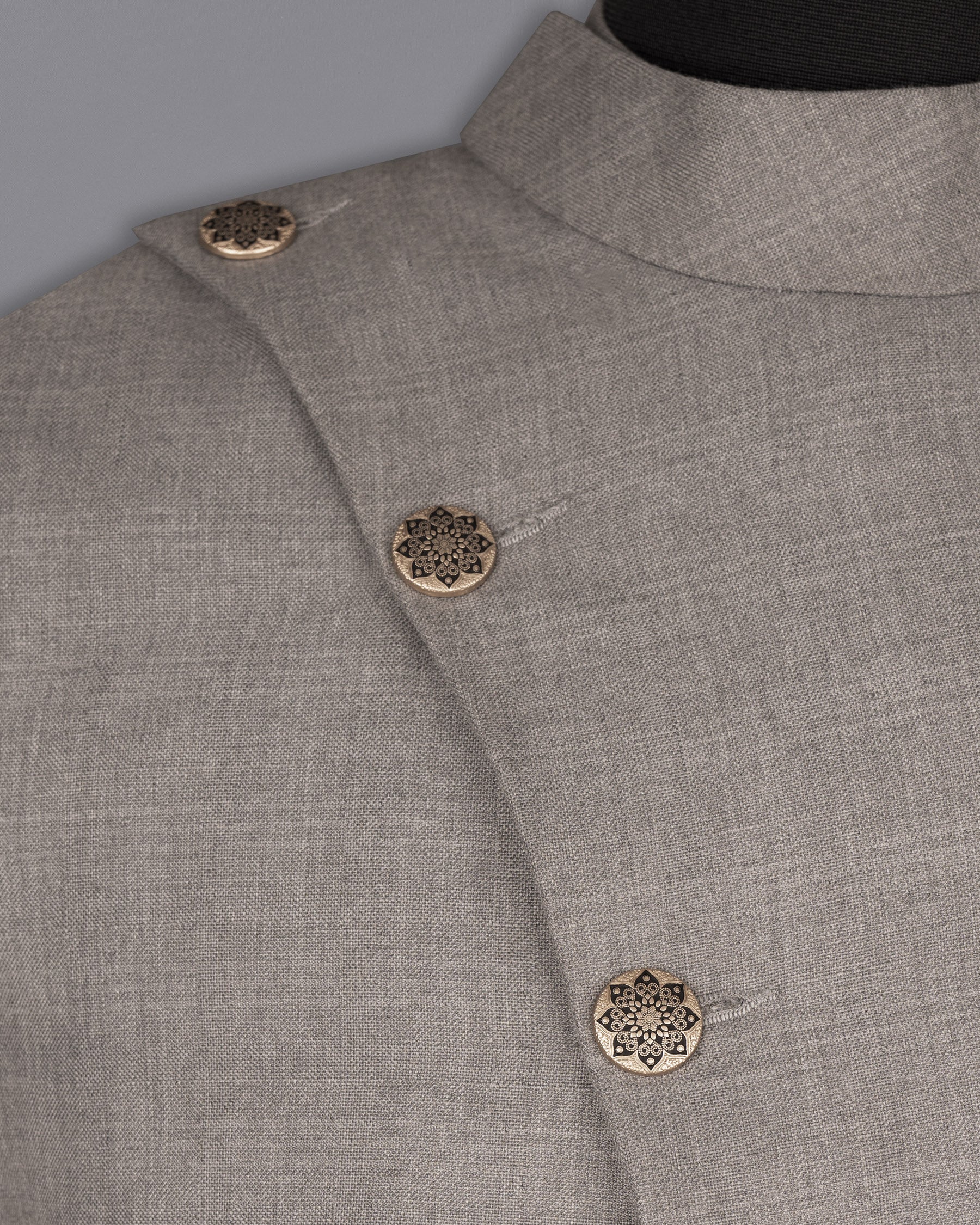 Venus Gray Subtle Plaid Cross Buttoned Wool Rich Bandhgala Suit ST1595-CBG2-36, ST1595-CBG2-38, ST1595-CBG2-40, ST1595-CBG2-42, ST1595-CBG2-44, ST1595-CBG2-46, ST1595-CBG2-48, ST1595-CBG2-50, ST1595-CBG2-52, ST1595-CBG2-54, ST1595-CBG2-56, ST1595-CBG2-58, ST1595-CBG2-60