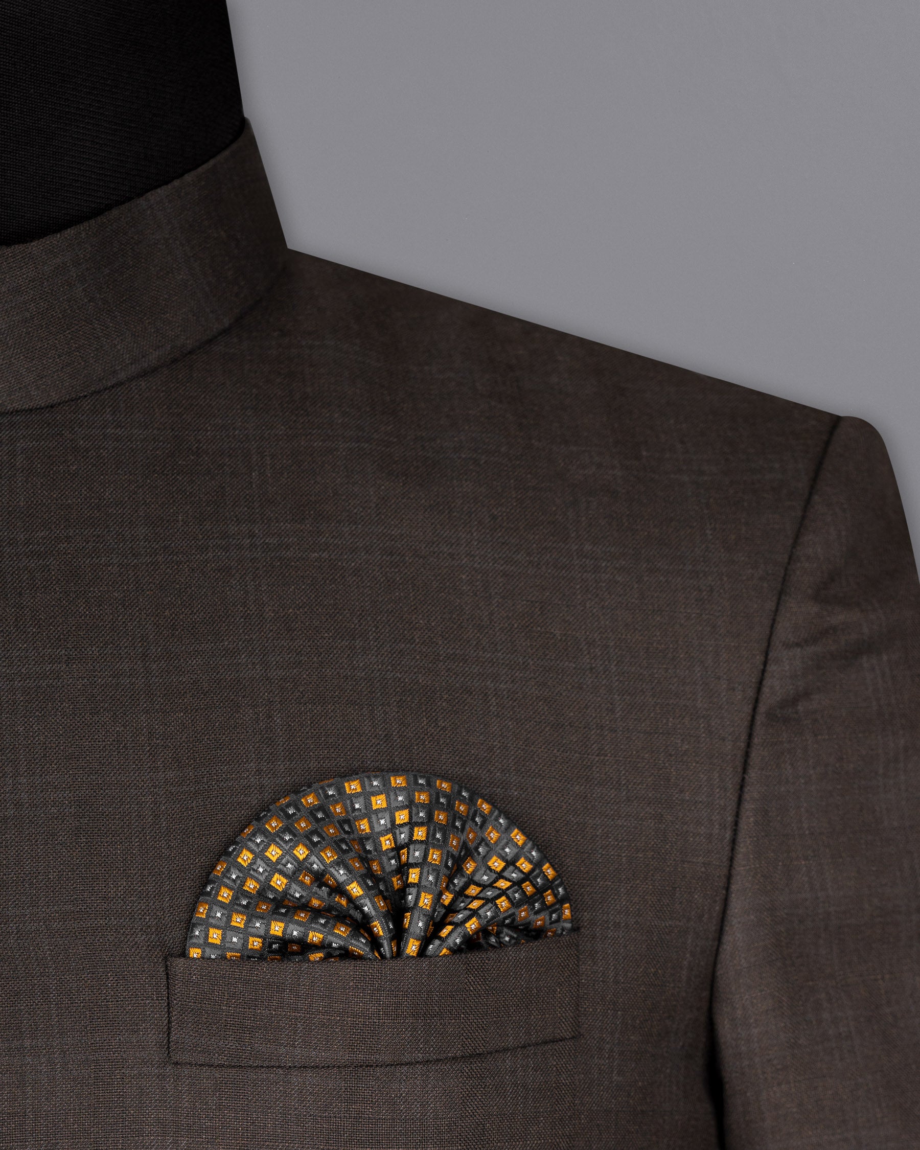 Armadillo Brown subtle windowpane Cross Buttoned Wool Rich Bandhgala Suit ST1598-CBG2-36, ST1598-CBG2-38, ST1598-CBG2-40, ST1598-CBG2-42, ST1598-CBG2-44, ST1598-CBG2-46, ST1598-CBG2-48, ST1598-CBG2-50, ST1598-CBG2-52, ST1598-CBG2-54, ST1598-CBG2-56, ST1598-CBG2-58, ST1598-CBG2-60