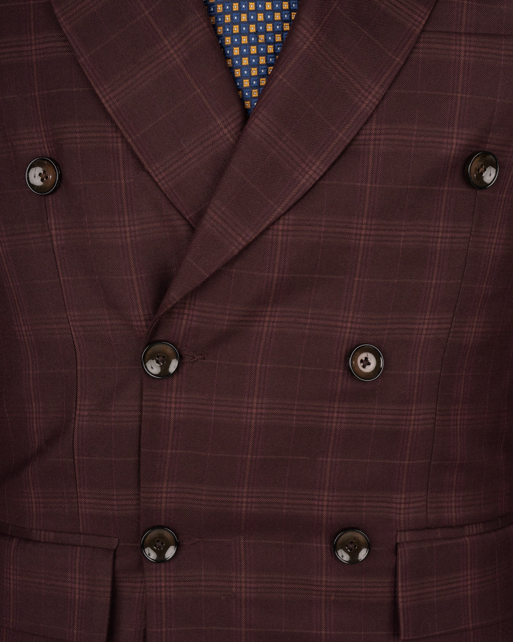 Crater Brown Super fine Plaid Double Breasted Wool Rich Suit ST1607-DB-36, ST1607-DB-38, ST1607-DB-40, ST1607-DB-42, ST1607-DB-44, ST1607-DB-46, ST1607-DB-48, ST1607-DB-50, ST1607-DB-52, ST1607-DB-54, ST1607-DB-56, ST1607-DB-58, ST1607-DB-60