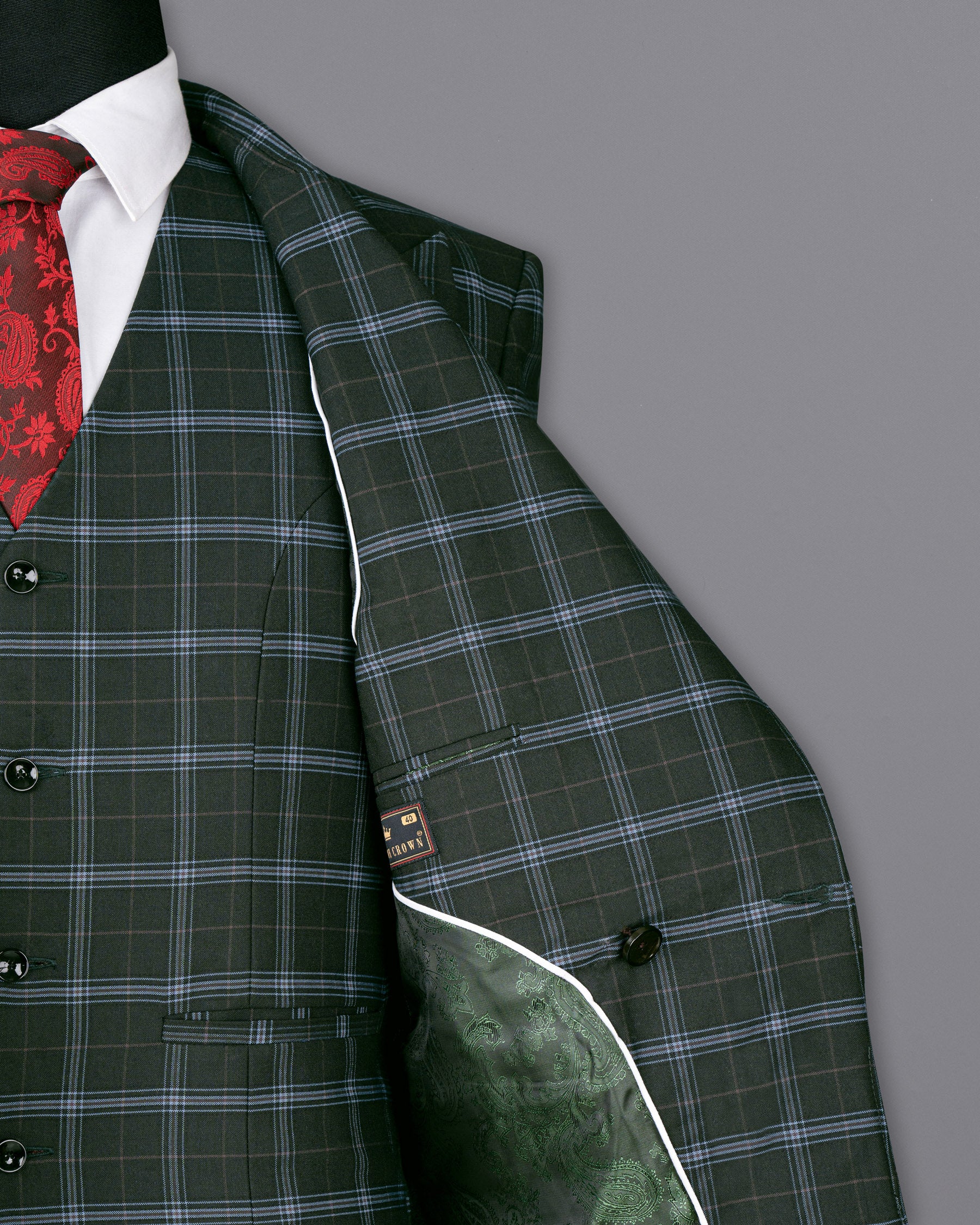 Log Cabin Green Super fine Windowpane Wool Rich Double Breasted Suit ST1614-DB-2B-36, ST1614-DB-2B-38, ST1614-DB-2B-40, ST1614-DB-2B-42, ST1614-DB-2B-44, ST1614-DB-2B-46, ST1614-DB-2B-48, ST1614-DB-2B-50, ST1614-DB-2B-52, ST1614-DB-2B-54, ST1614-DB-2B-56, ST1614-DB-2B-58, ST1614-DB-2B-60