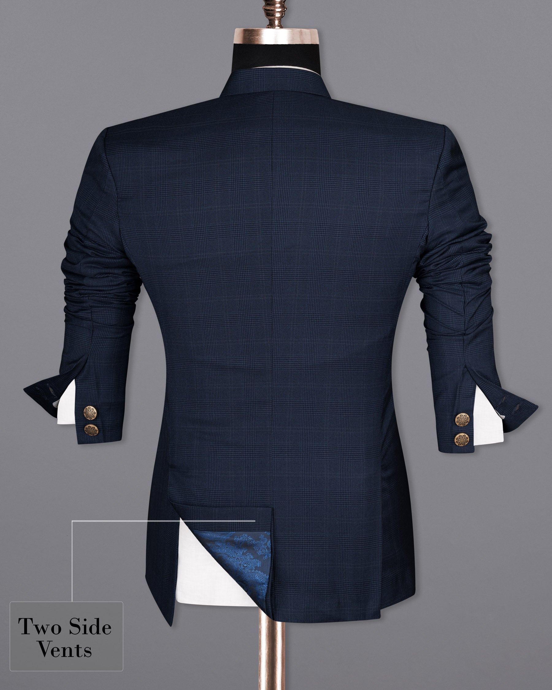 Cloud Burst Blue Super fine Subtle Checkered Woolrich Cross buttoned Bandhgala Suit ST1634-CBG-36, ST1634-CBG-38, ST1634-CBG-40, ST1634-CBG-42, ST1634-CBG-44, ST1634-CBG-46, ST1634-CBG-48, ST1634-CBG-50, ST1634-CBG-52, ST1634-CBG-54, ST1634-CBG-56, ST1634-CBG-58, ST1634-CBG-60