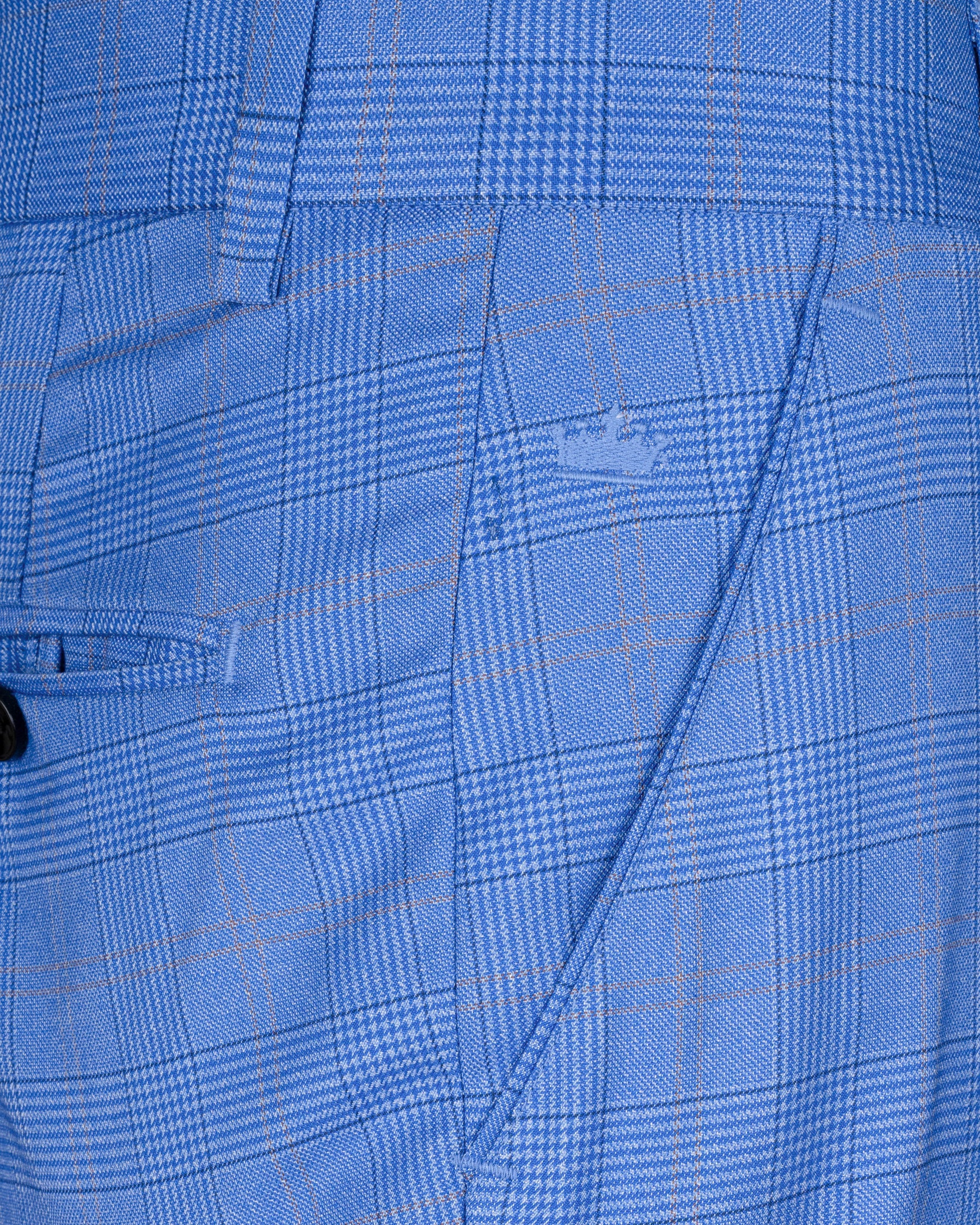 Cornflower Blue Super fine Plaid Woolrich Suit ST1635-SB-36, ST1635-SB-38, ST1635-SB-40, ST1635-SB-42, ST1635-SB-44, ST1635-SB-46, ST1635-SB-48, ST1635-SB-50, ST1635-SB-52, ST1635-SB-54, ST1635-SB-56, ST1635-SB-58, ST1635-SB-60