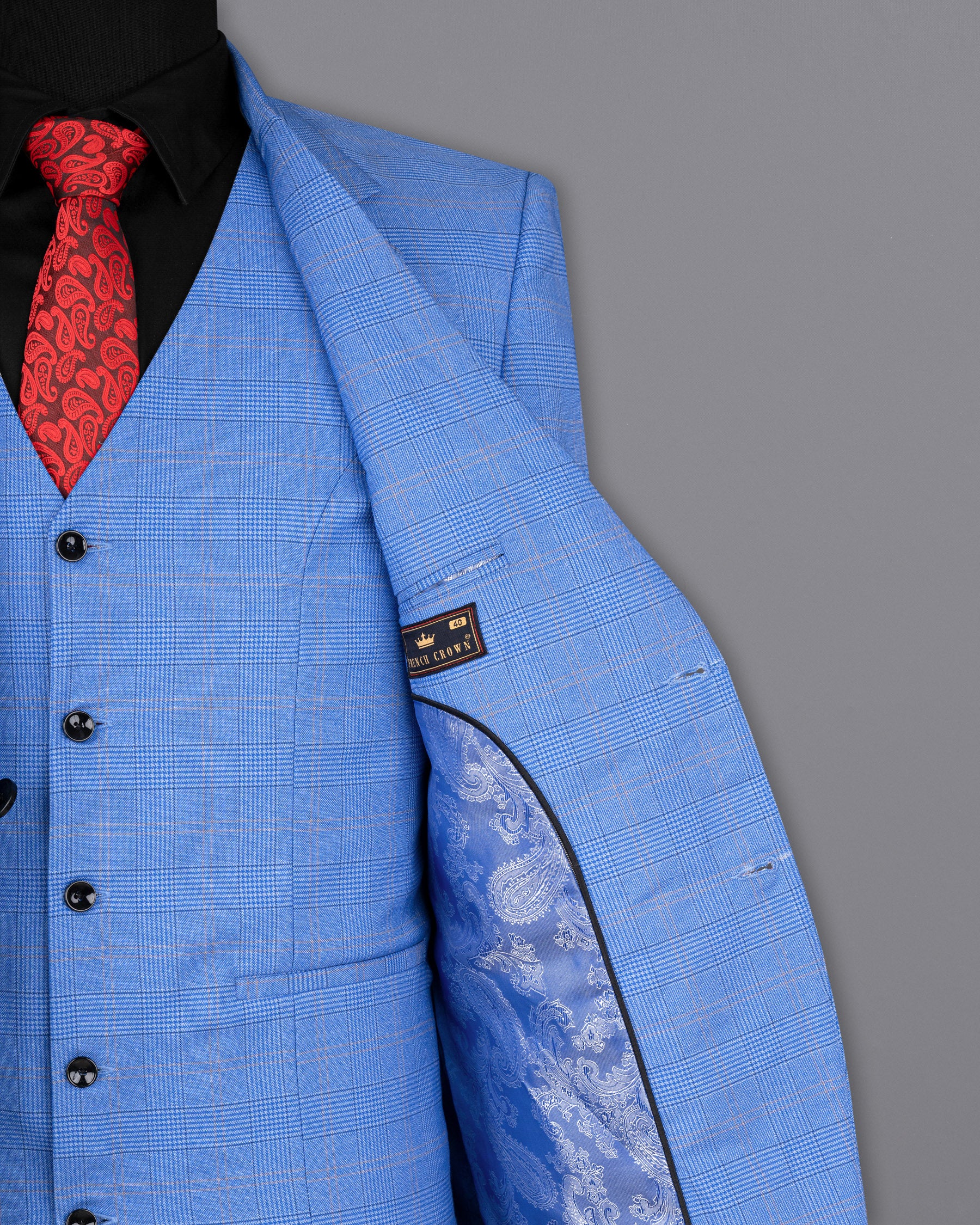 Cornflower Blue Super fine Plaid Woolrich Suit ST1635-SB-36, ST1635-SB-38, ST1635-SB-40, ST1635-SB-42, ST1635-SB-44, ST1635-SB-46, ST1635-SB-48, ST1635-SB-50, ST1635-SB-52, ST1635-SB-54, ST1635-SB-56, ST1635-SB-58, ST1635-SB-60