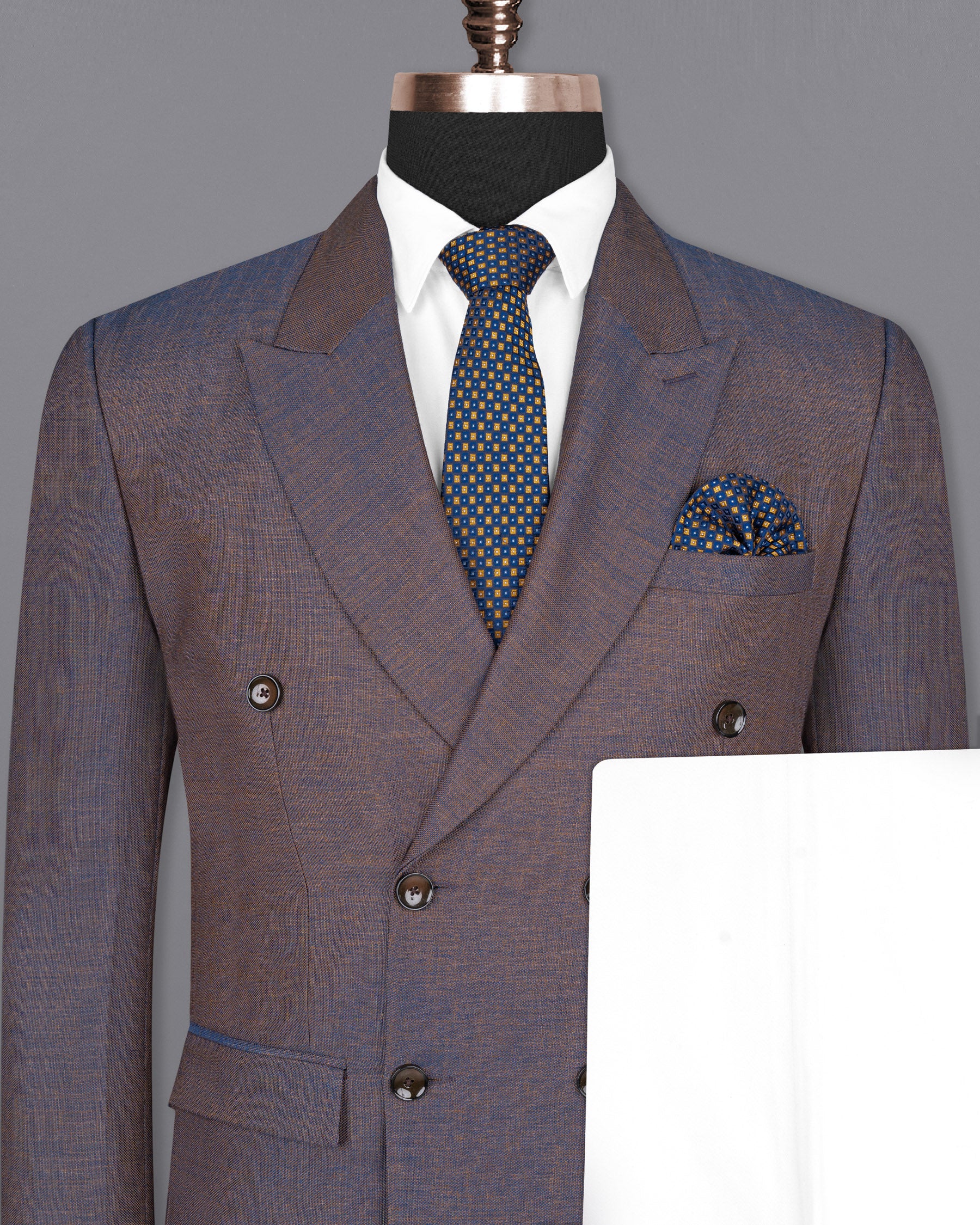 Brownish with Downriver Blue Two Tone Double Breasted Designer Suit ST1642-DB-36, ST1642-DB-38, ST1642-DB-40, ST1642-DB-42, ST1642-DB-44, ST1642-DB-46, ST1642-DB-48, ST1642-DB-50, ST1642-DB-52, ST1642-DB-54, ST1642-DB-56, ST1642-DB-58, ST1642-DB-60