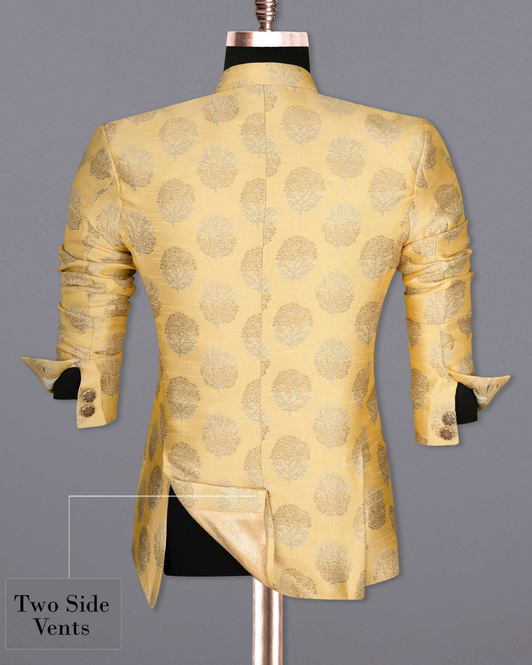 Turmeric Yellow Trees Printed Bandhgala Designer Suit ST1648-BG-36, ST1648-BG-38, ST1648-BG-40, ST1648-BG-42, ST1648-BG-44, ST1648-BG-46, ST1648-BG-48, ST1648-BG-50, ST1648-BG-52, ST1648-BG-54, ST1648-BG-56, ST1648-BG-58, ST1648-BG-60