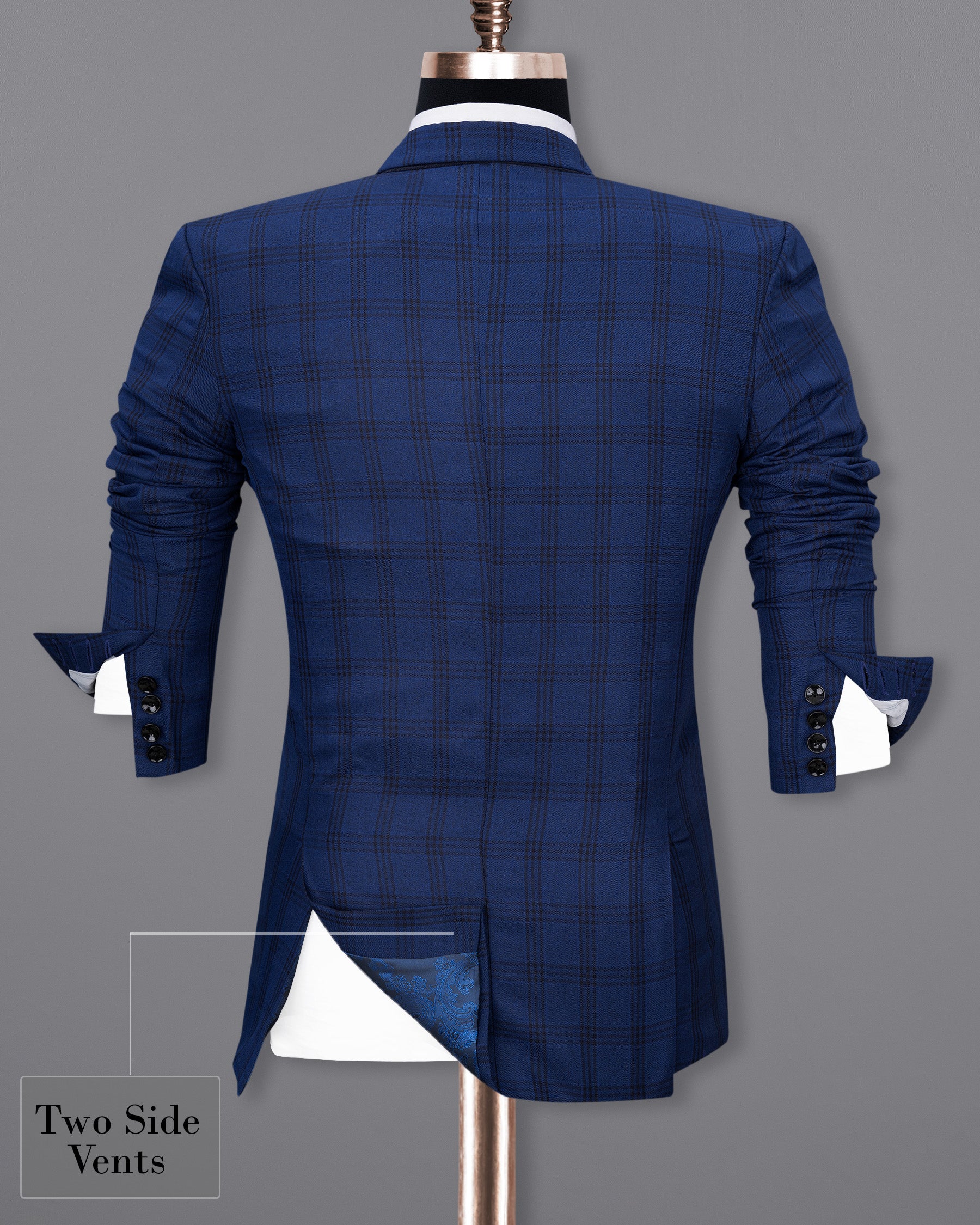 Dark Byzantium Blue Plaid Suit