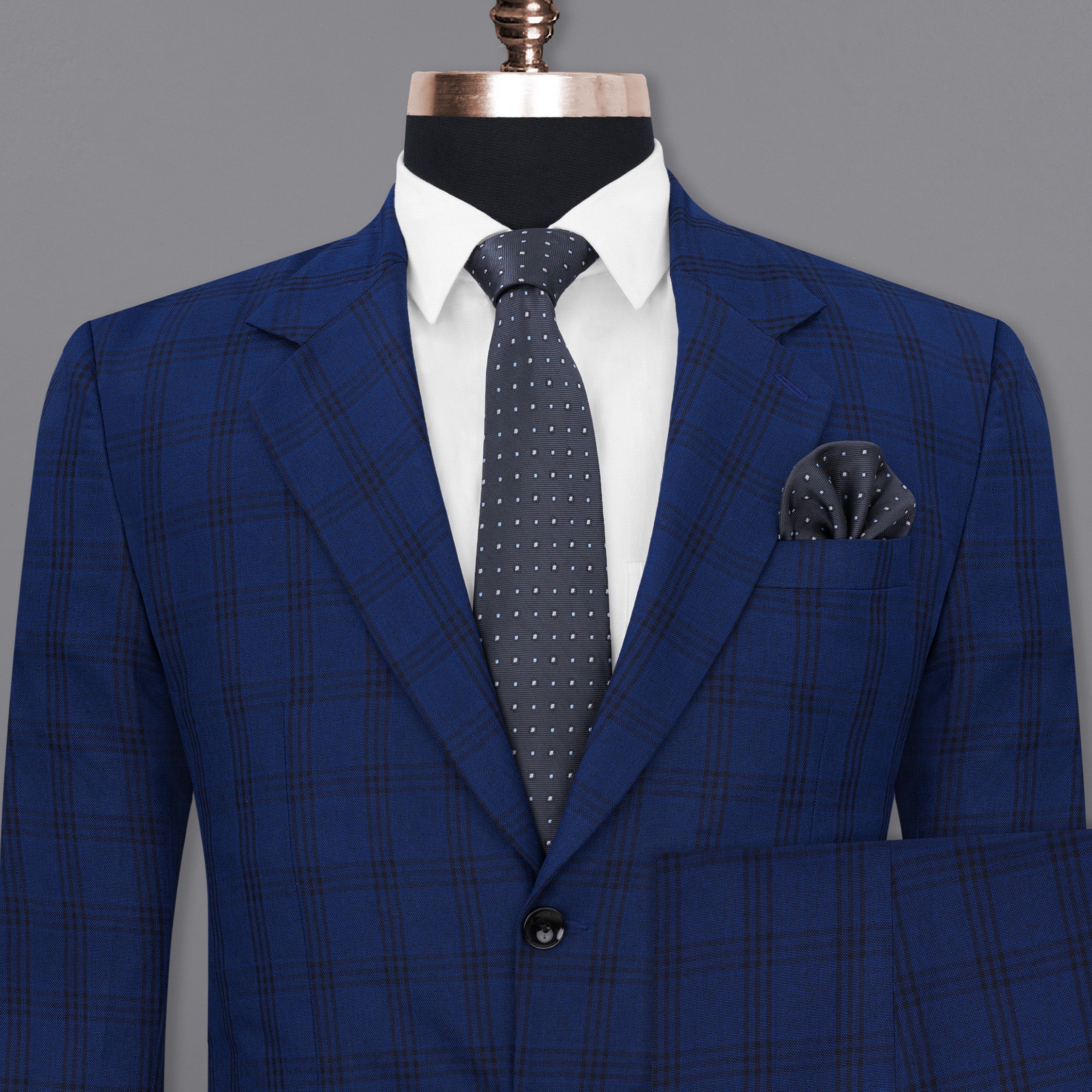 Dark Byzantium Blue Plaid Suit