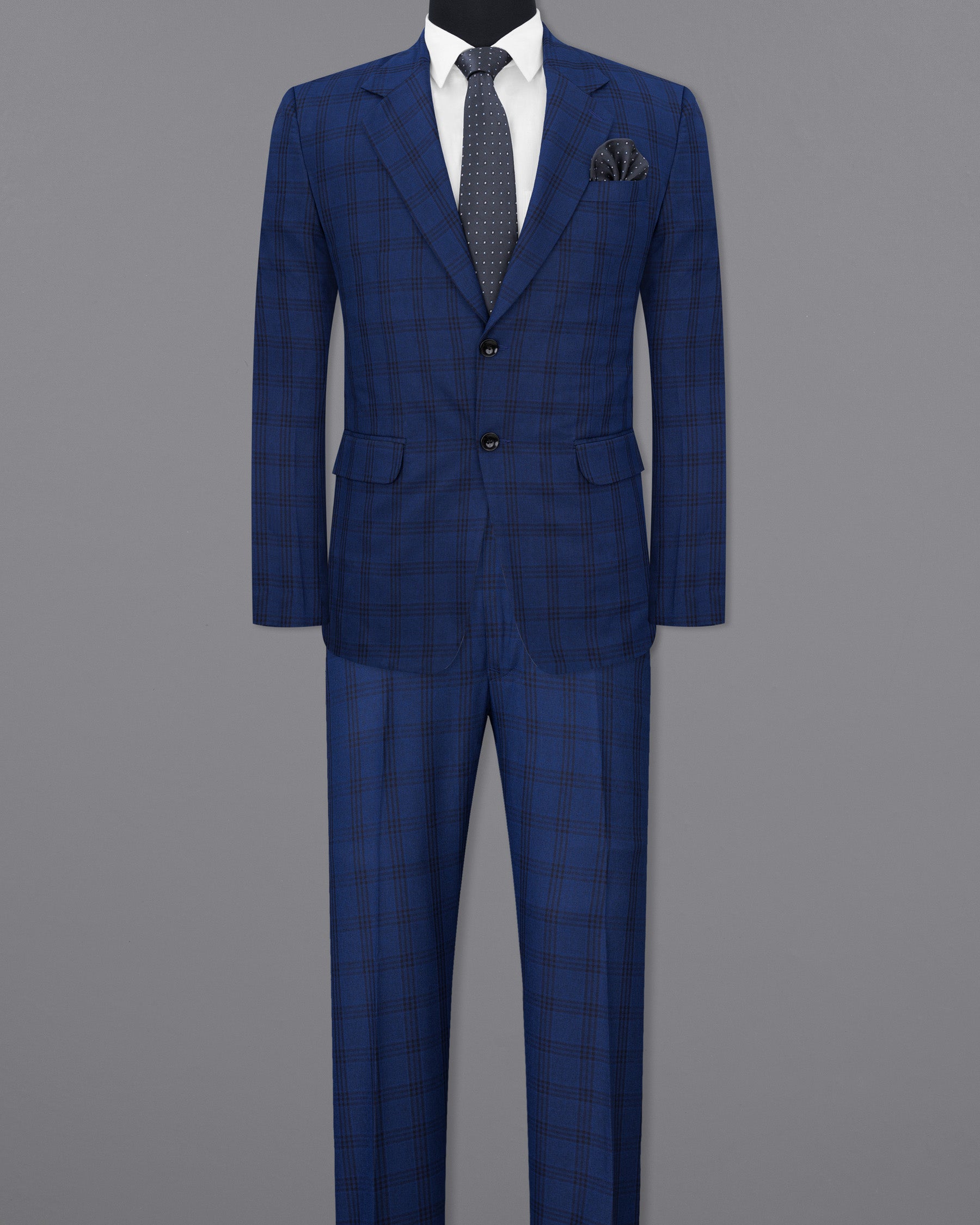 Dark Byzantium Blue Plaid Suit